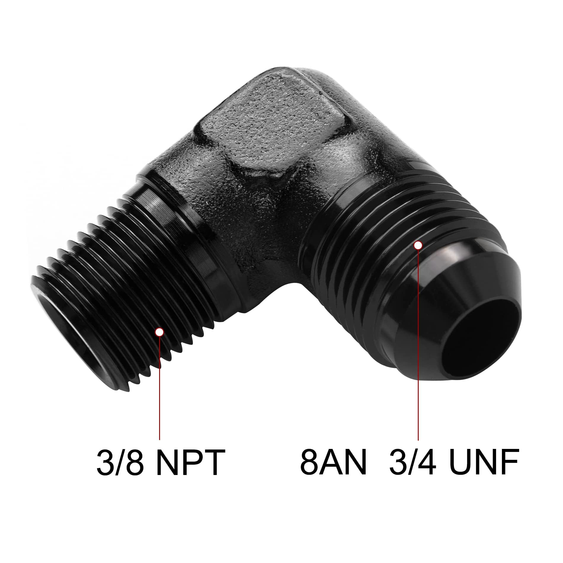 Evil Energy 8An To 3/8'' Npt Male 90 Degree Fitting Adapter Aluminum