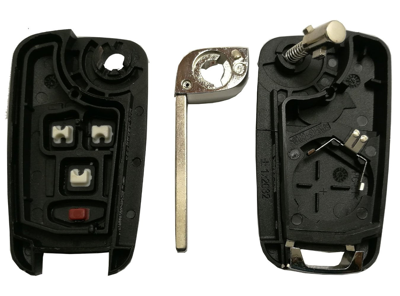 Key Fob Case Shell Fit For Gmc Chevrolet Chevy Equinox Sonic Trax Terrain 4 Buttons Replacement Flip Folding Smart Car Key Fob Cover With Uncut Blade Blank (4 Buttons Key Fob Shell)