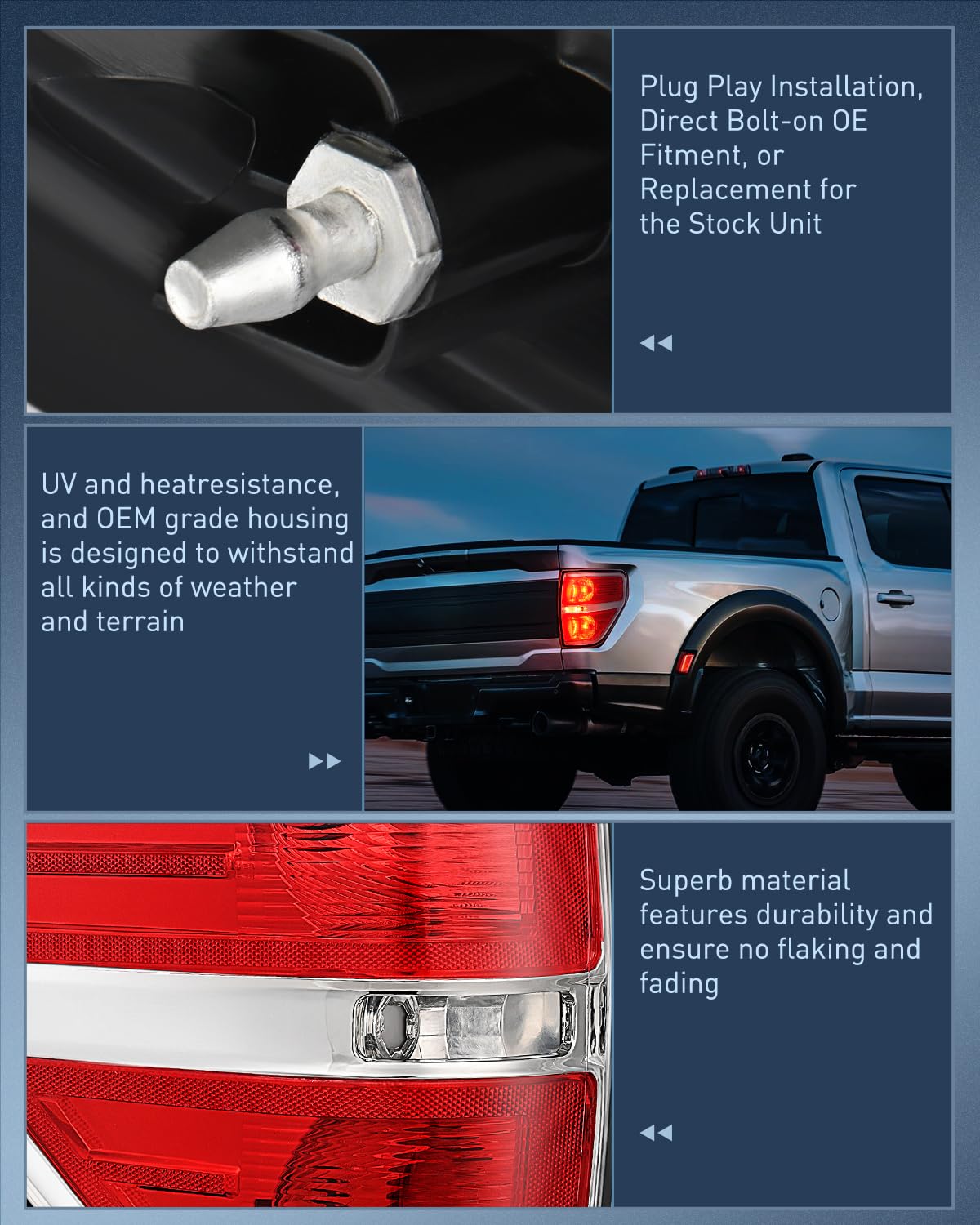 Nilight Taillight Assembly Compatible With 2009 2010 2011 2012 2013 2014 Ford F-150 Pickup Truck Taillights Rear Lamp Replacemen