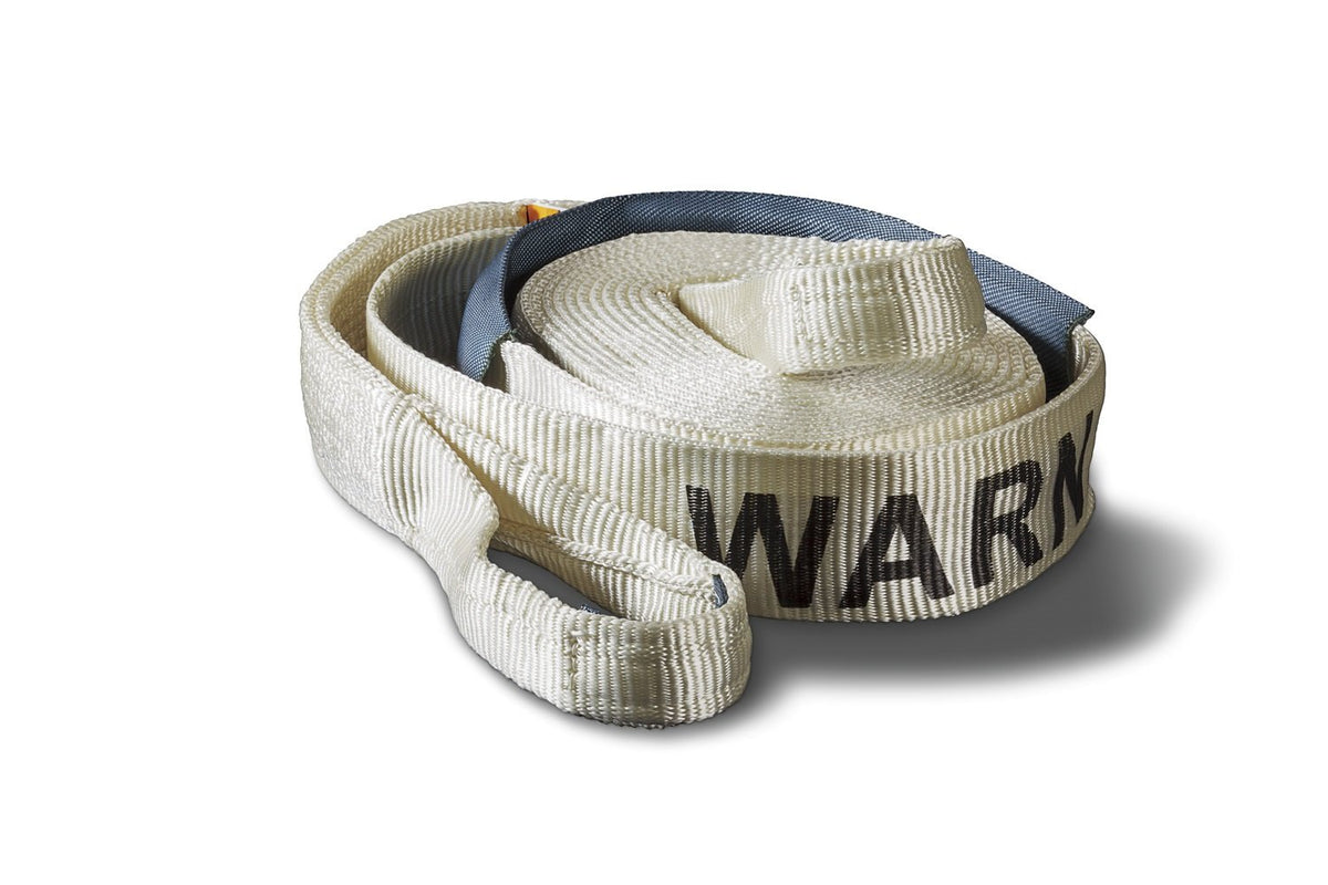 Warn 88924 Nylon Webbing Premium Recovery Strap, 10.8 Ton (21,600 Lb) Capacity, 3 Width X 30' Length, White