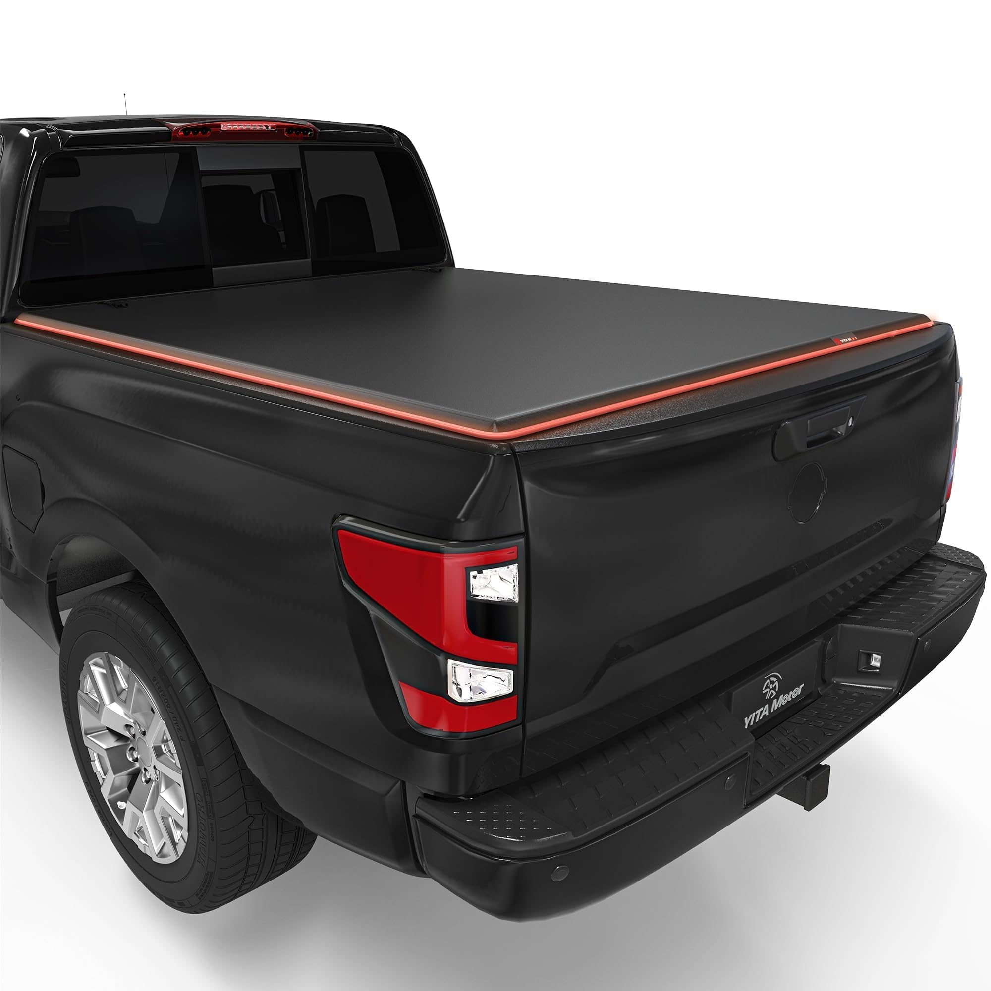 Yitamotor Soft Tri-Fold Truck Bed Tonneau Cover Compatible With 2005-2025 Nissan Frontier(No M  Xico) 5Ft Bed, Reflective Strip