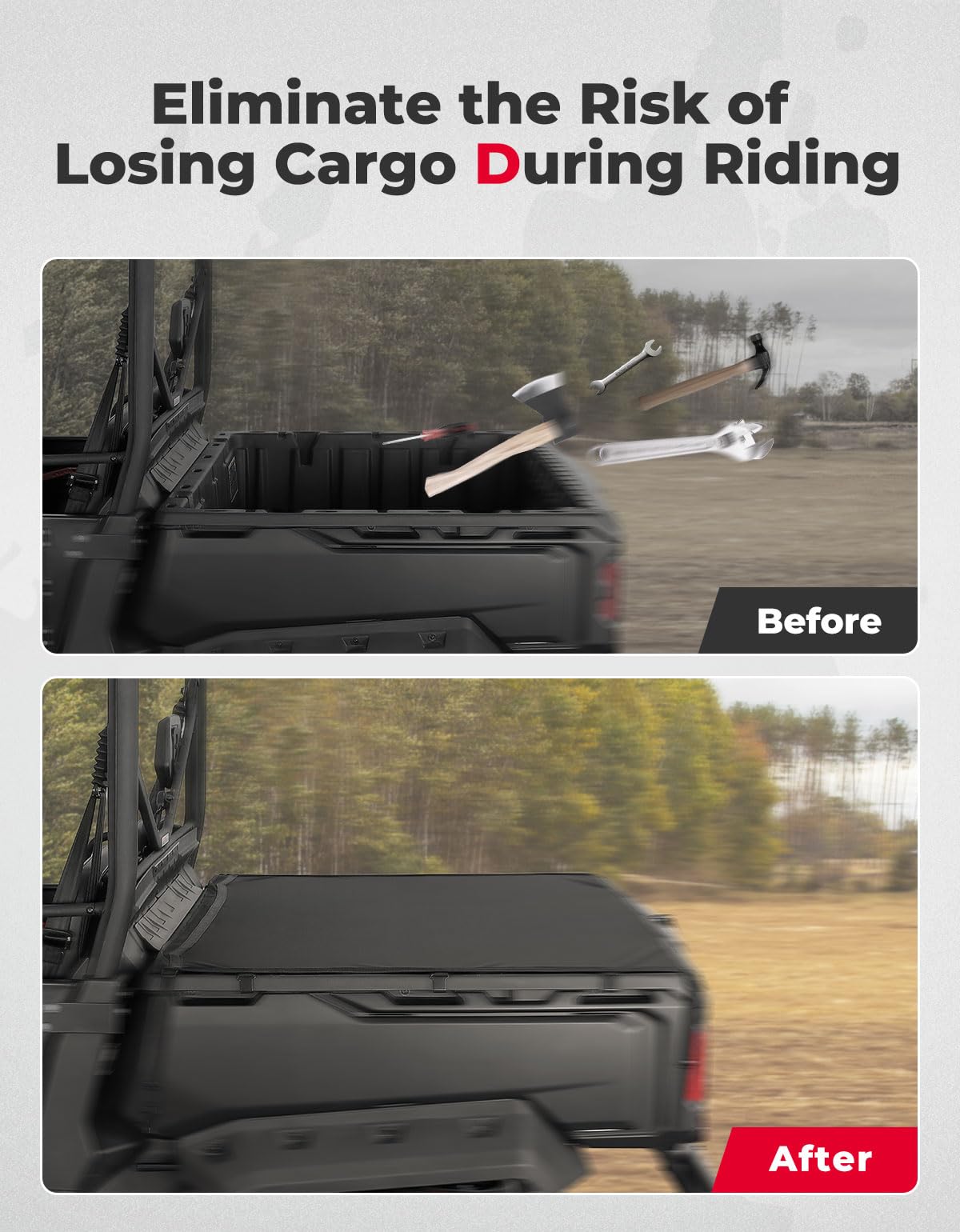 KEMIMOTO Tonneau Covers Compatible with Can-Am Defender HD 5/7/ 8/9/ 10 DPS XT XMR Max 2016-2024 Cargo Bed Cover Net Bed Rail Ca