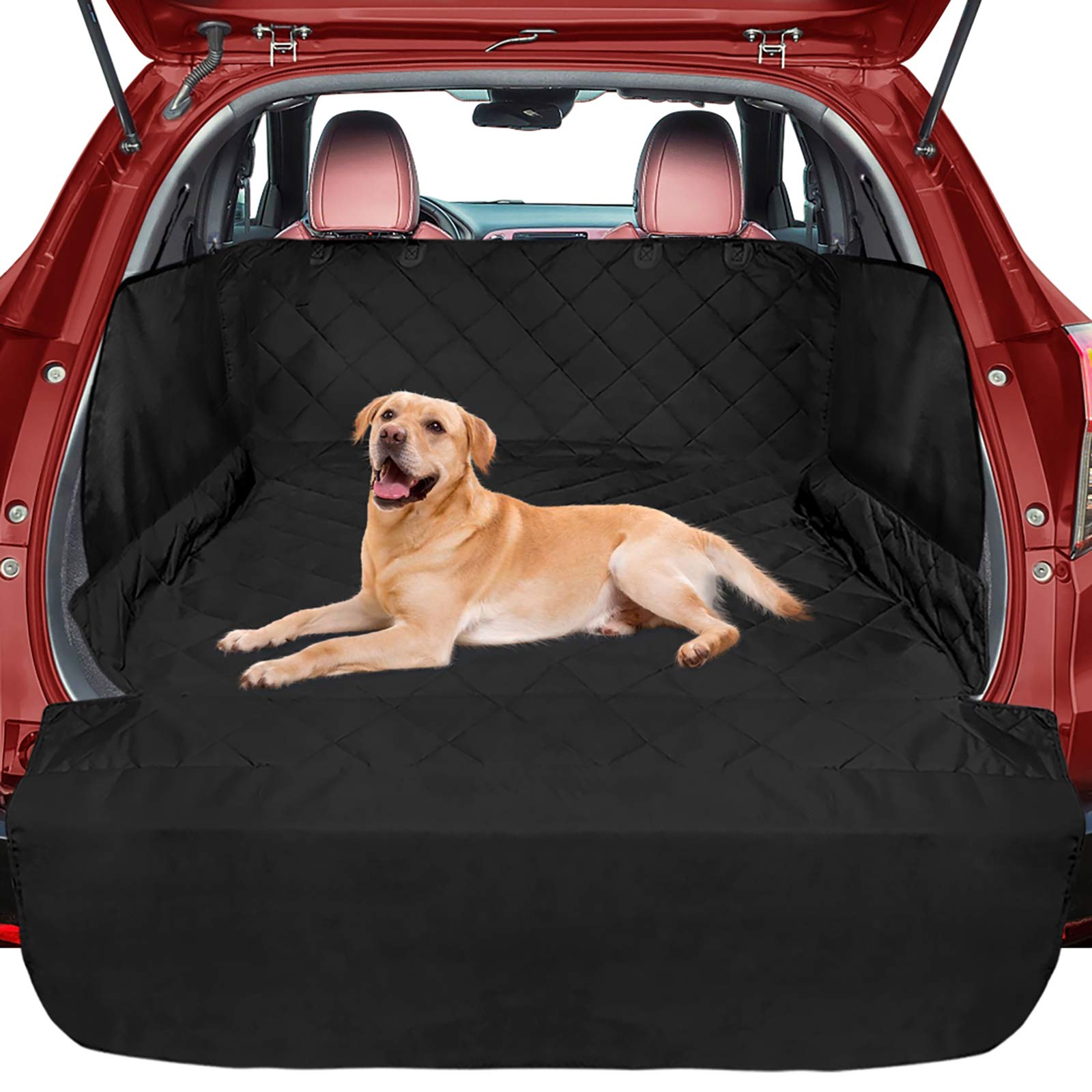 Funnipets Suv Cargo Liner For Dog, Water-Resistant Dog Cargo Liner With Side Flaps Protector, Non-Slip Dog Trunk Cover With Bumper Flap For Suvs Sedans Vans, Universal Fit Large Size, Black
