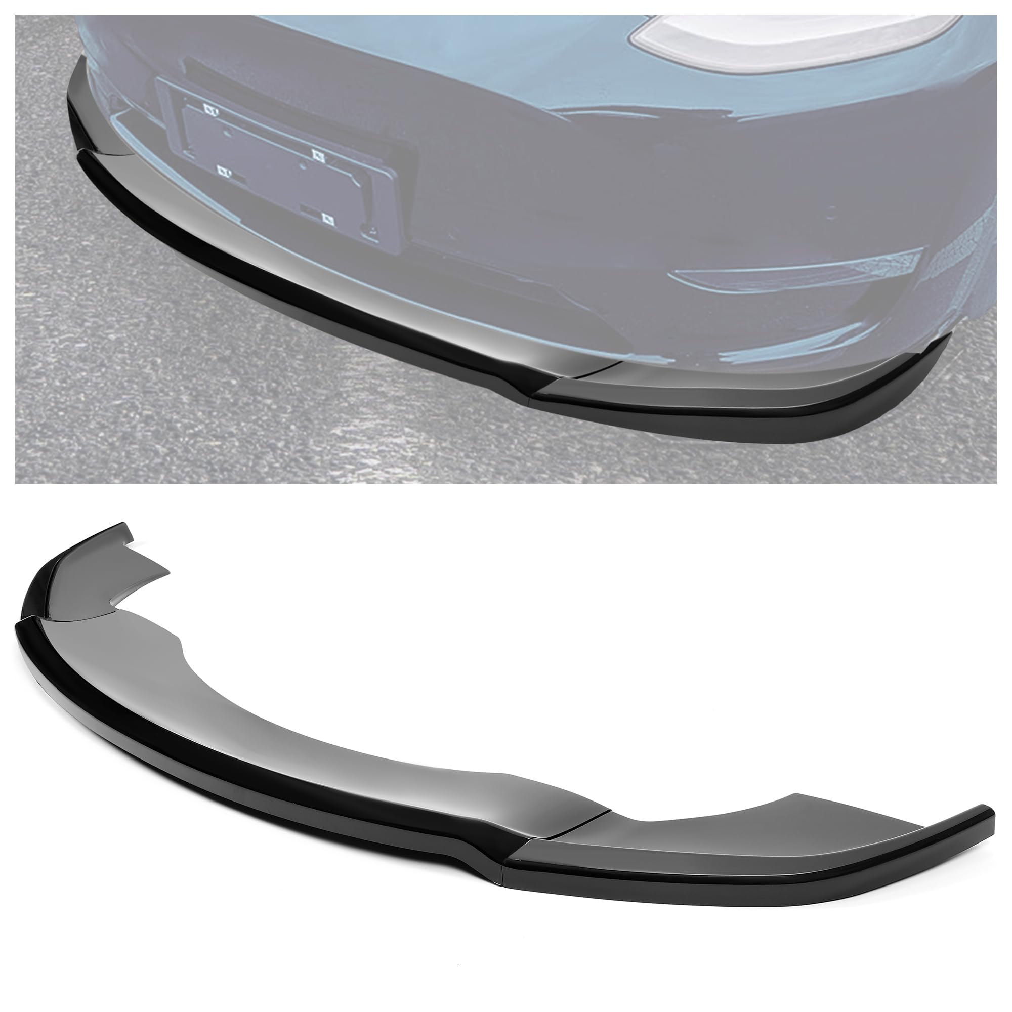 KUAFU 3Pcs Front Bumper Lip Splitter Compatible with 2016-2020 Tesla Model X Under Chin Spoiler Air Dam Body Kit Black