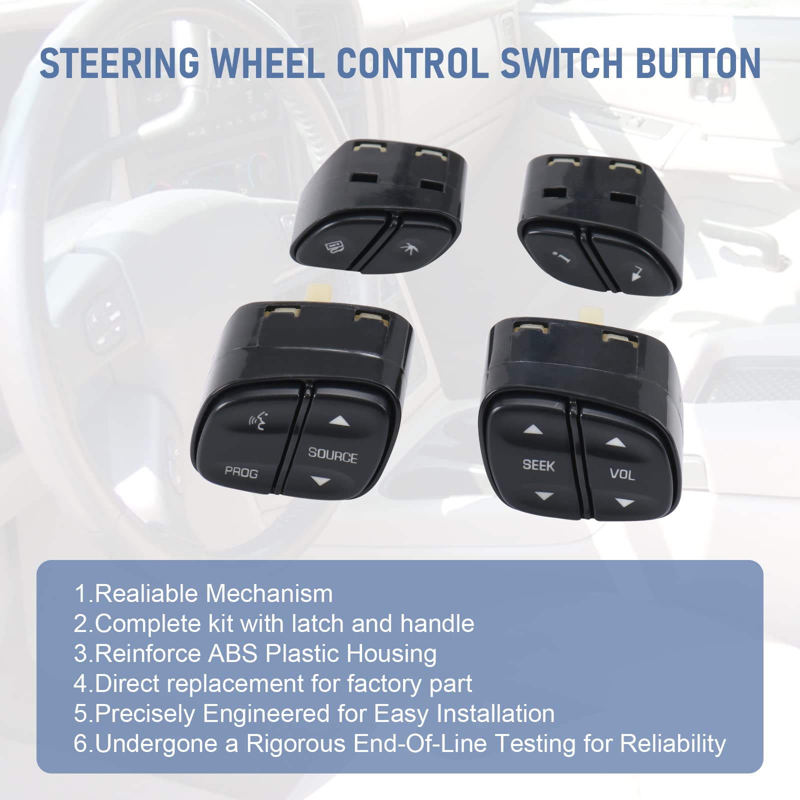 Dicmic Steering Wheel Control Switch Button For 2003-2007 Chevy Silverado Avalanche Suburban Tahoe Gmc Sierra Yukon Cadillac Escalade Replace# 21997738, 21997739, 1999442, 1999443