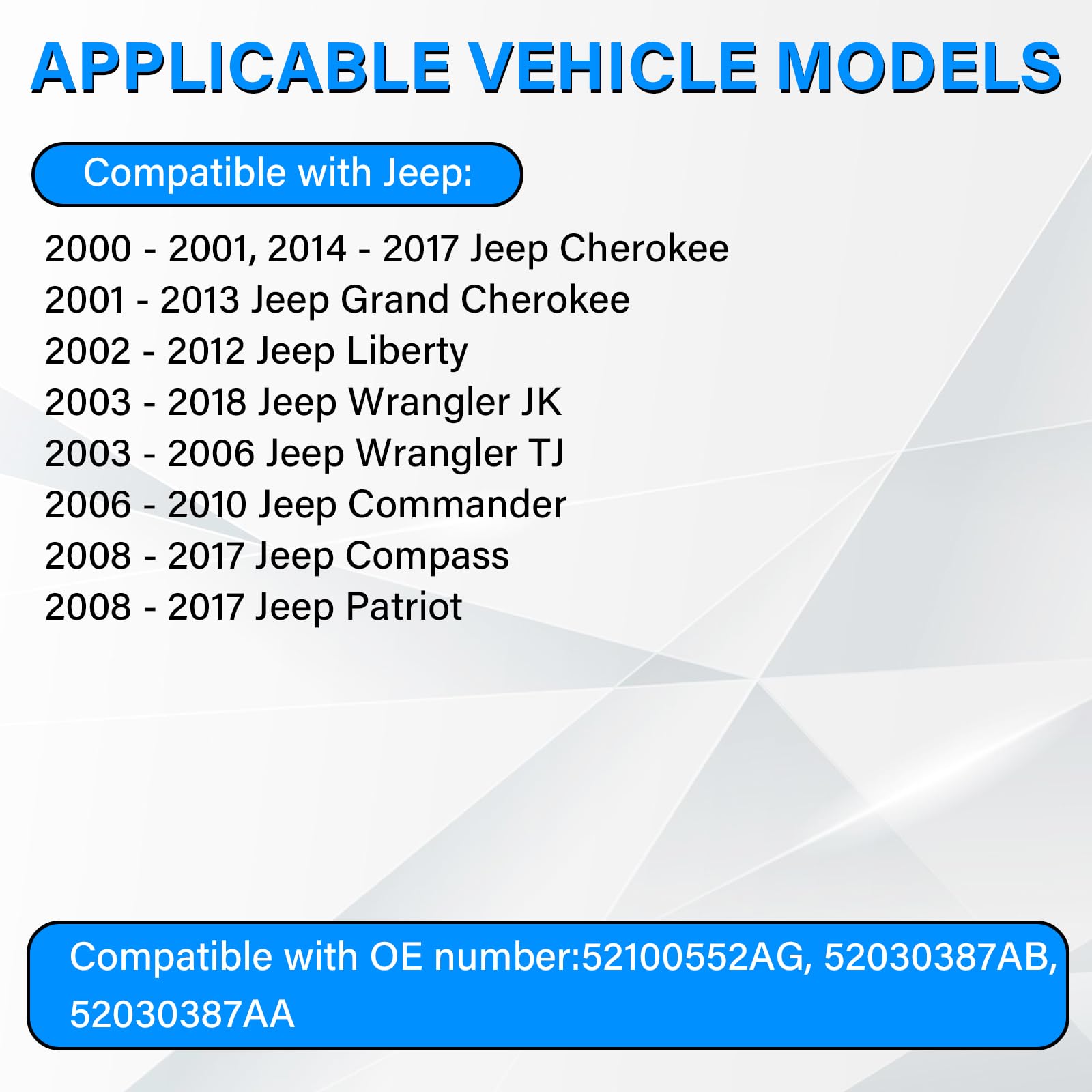 52030387AA Gas Cap for Jeep Wrangler JK 2003-2018, Jeep Wrangler TJ 2003-2006, Grand Cherokee 2001-2019, 2002-2012 Liberty Fuel