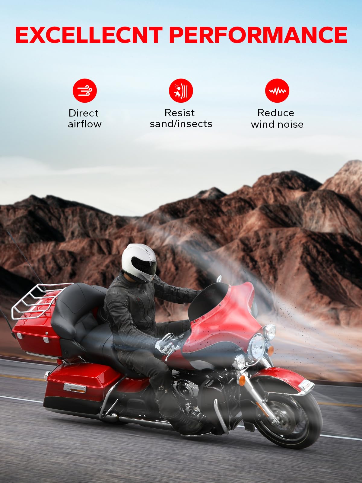 Amazicha 7'' Black Round Batwing Windshield Windscreen Wind Splitter Compatible For Harley Davidson Touring Street Glide Electra