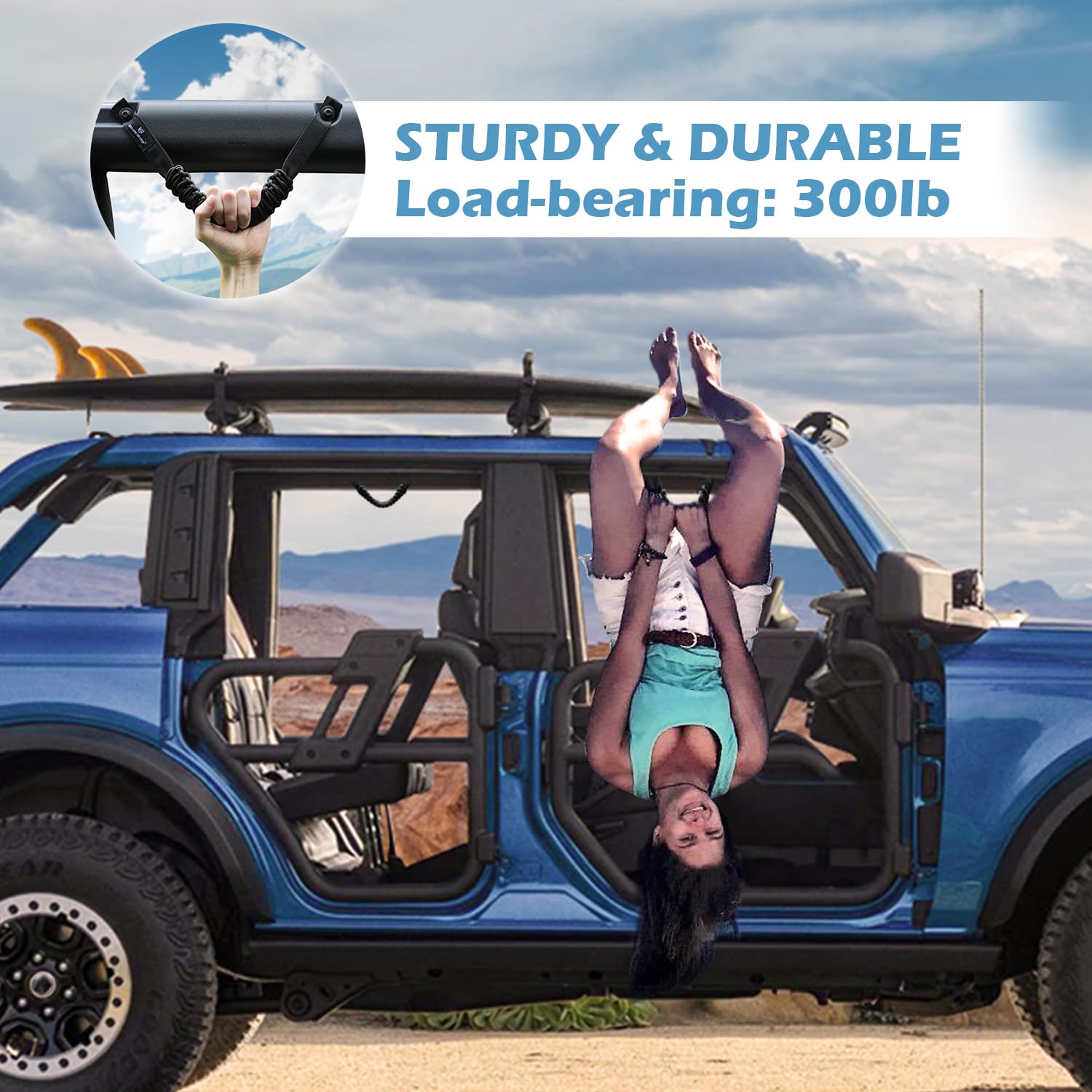 SEVEN SPARTA 4 Pack Roll Bar Grab Handles Compatible with Ford Bronco 2021 2022 2023 2024 2/4 Door, Paracord Grip Handle, Replac