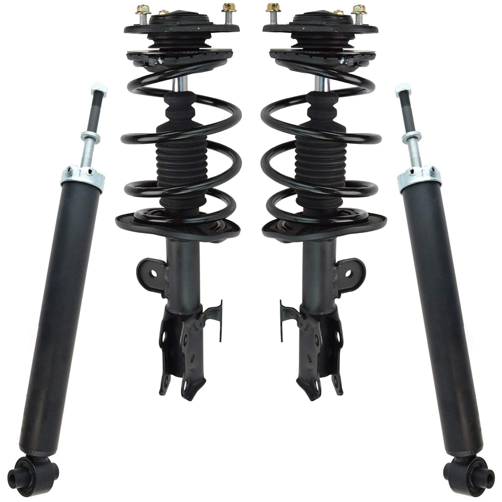 TRQ Front and Rear Complete Strut Assembly & Shock Absorber Kit Complete Strut & Coil Spring Assembly Compatible with 2008-2015