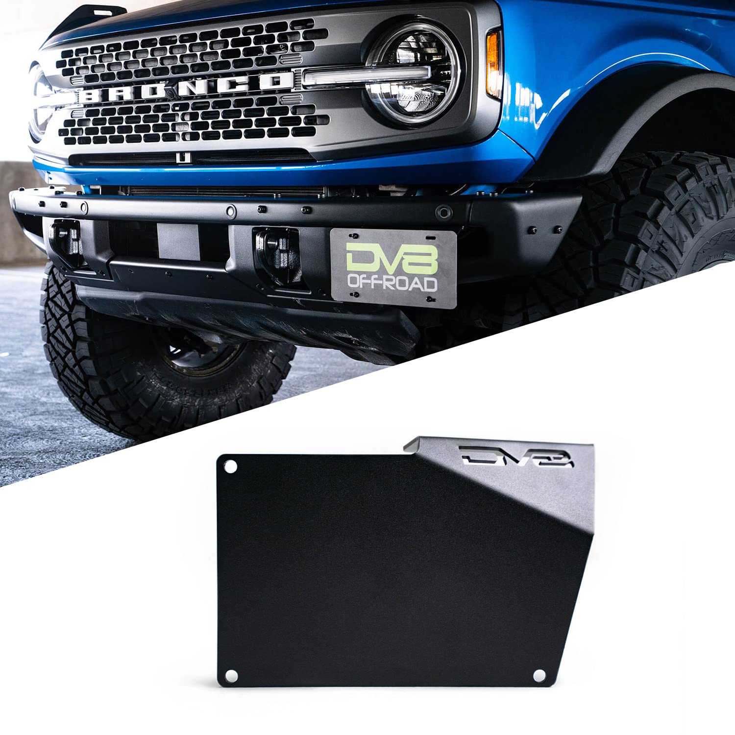 License Plate Relocation Bracket For 2021-2024 Ford Bronco | Compatible With The Factory Steel Modular Front Bumper | Side Mounted | Does Not Block Grille | Dv8 Offroad