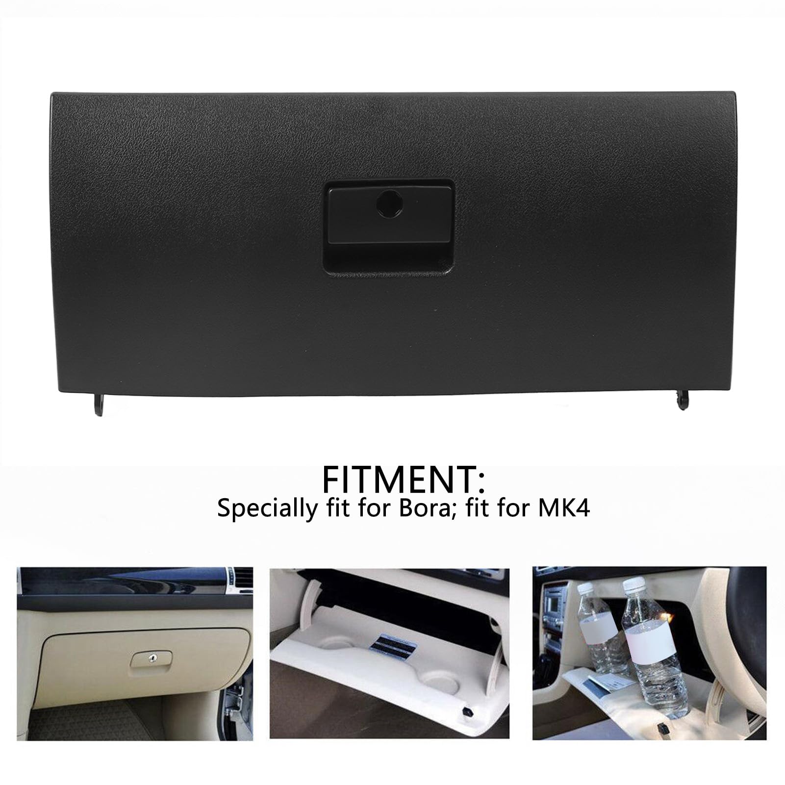 Glove Box Door Cover, Plastic Lid Replacement For Bora Mk4 Black, Silk Smooth Surface, Easy To Install, Premium Material, New Interior Look, Fits Car Console Glove Box, Long