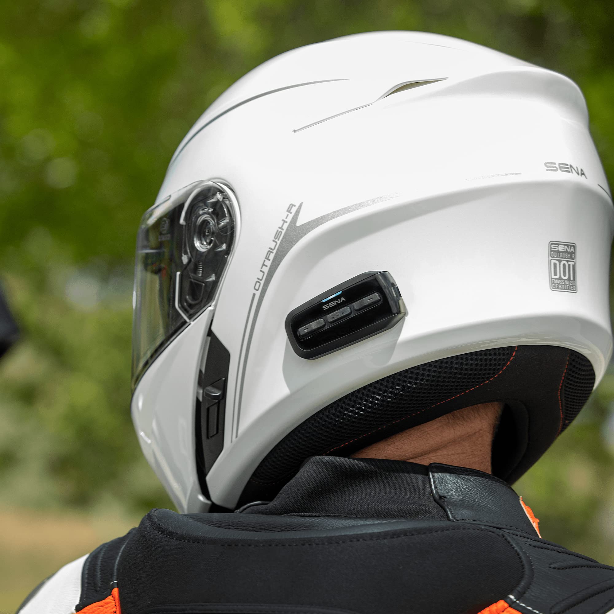 Sena Outrush R Bluetooth Modular Motorcycle Helmet With Intercom System (Gloss White, Large), Discontinued