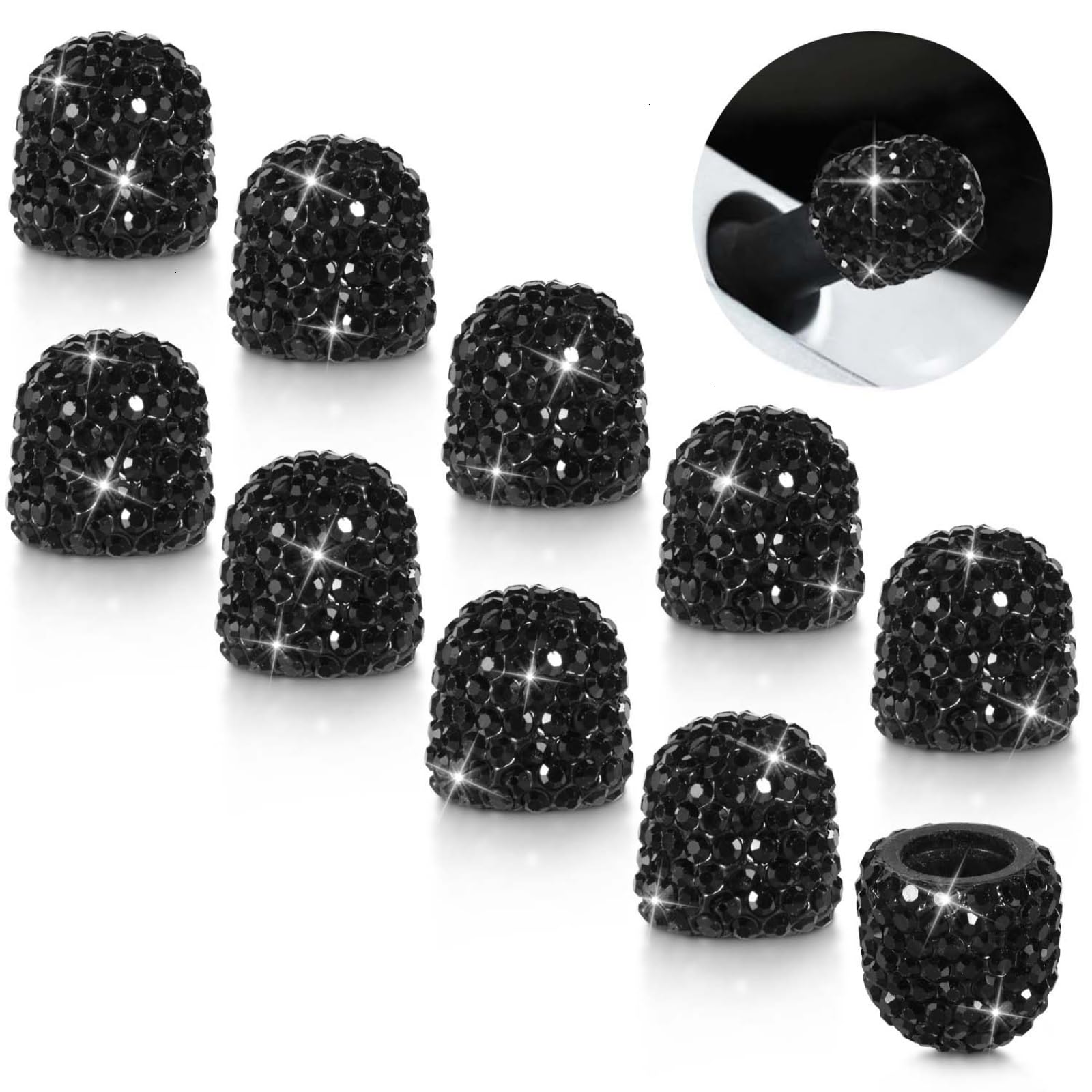 WSSROGY 10 Pack Bling Car Tire Valve Stem Cap Cover Universal for Car Truck Bike Motorcycle (Pink)
