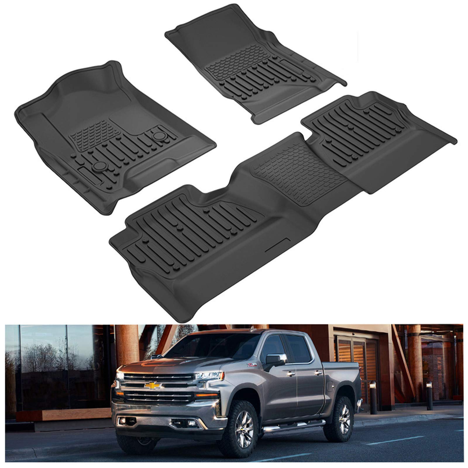 Kiwi Master Floor Mats For 2014-2018 Chevy Silverado/Gmc Sierra 1500 Crew Cab, 2015-2019 Silverado/Sierra 2500/3500 Hd Crew Cab