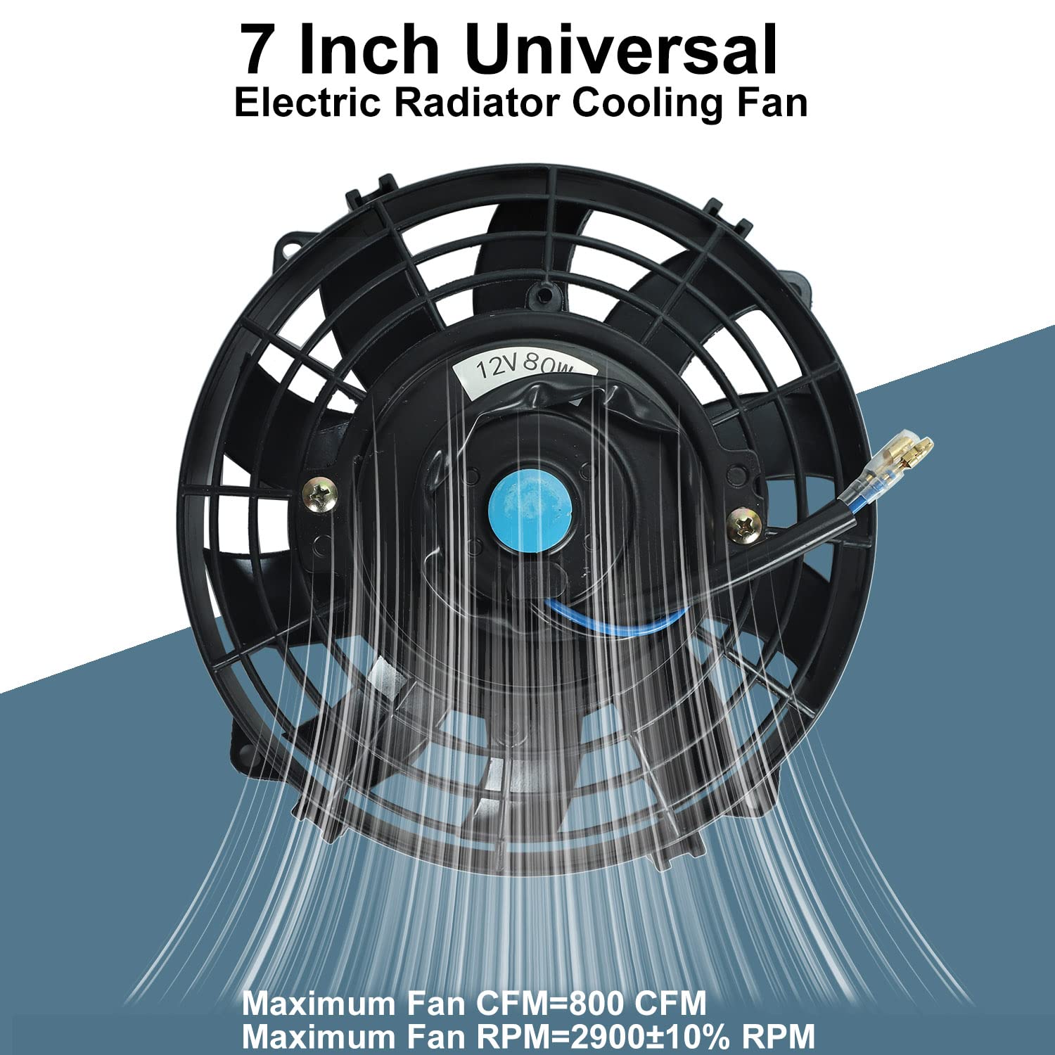 7'' Inch Universal Slim Fan Push Pull Electric Radiator Cooling 12V Mount Kit Black