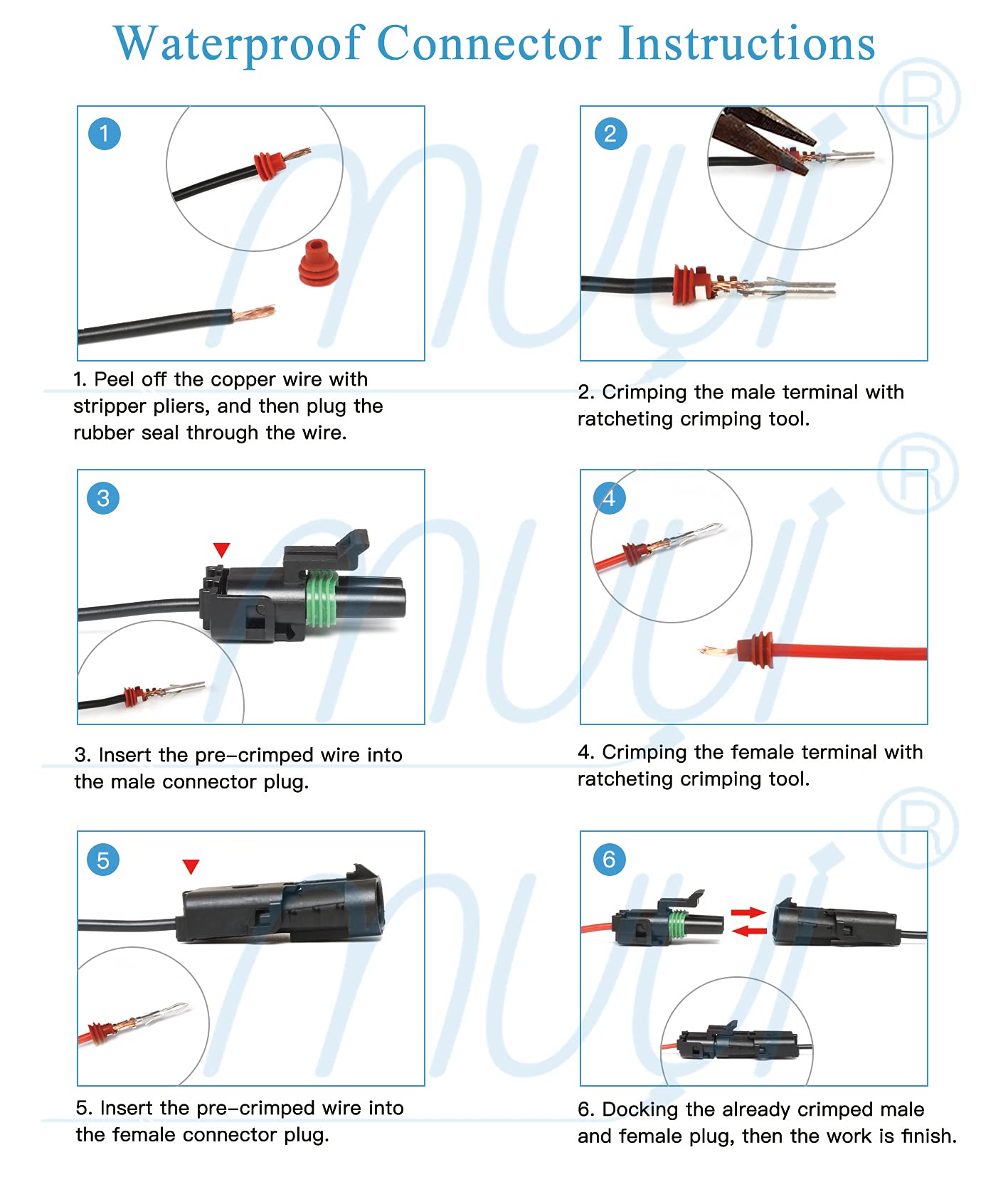 Muyi 10 Kit 1 Pin Way Waterproof Electrical Plugs 2.5Mm Series Weatherpack Connector Automotive Sockets Replacement Terminal Pin