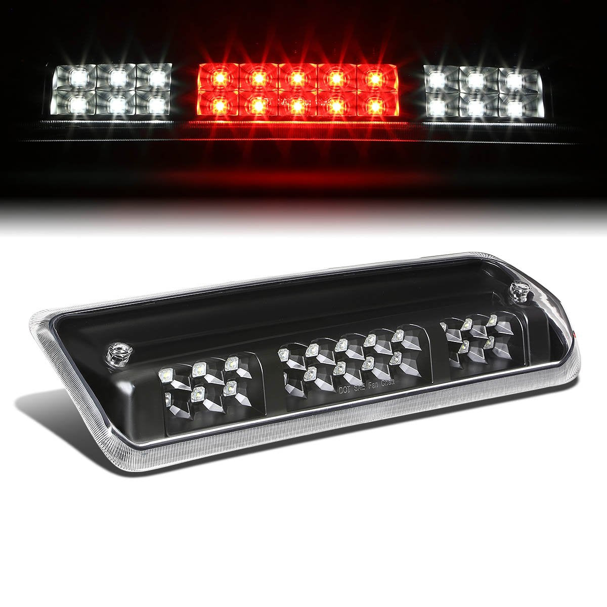 Auto Dynasty Dual Row Led 3Rd Third Tail Brake Light Cargo Lamp Compatible With Ford F150 2004-2008 Lincoln Mark Lt 2006-2008, Black Housing Clear Lens