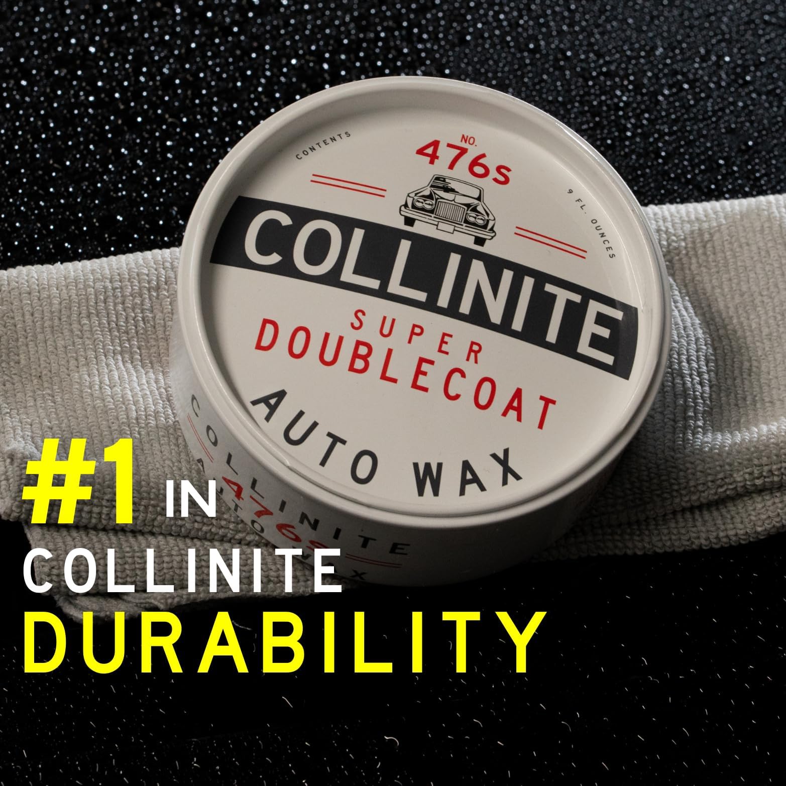 Collinite 476 Super Doublecoat Wax-Carnauba + Polymer Sealant - High Gloss Shine + Ultra Durable Hydrophobic Beading & Long-Lasting Paint Protection For Cars, Trucks, And Motorcycles (9 Fl Oz)
