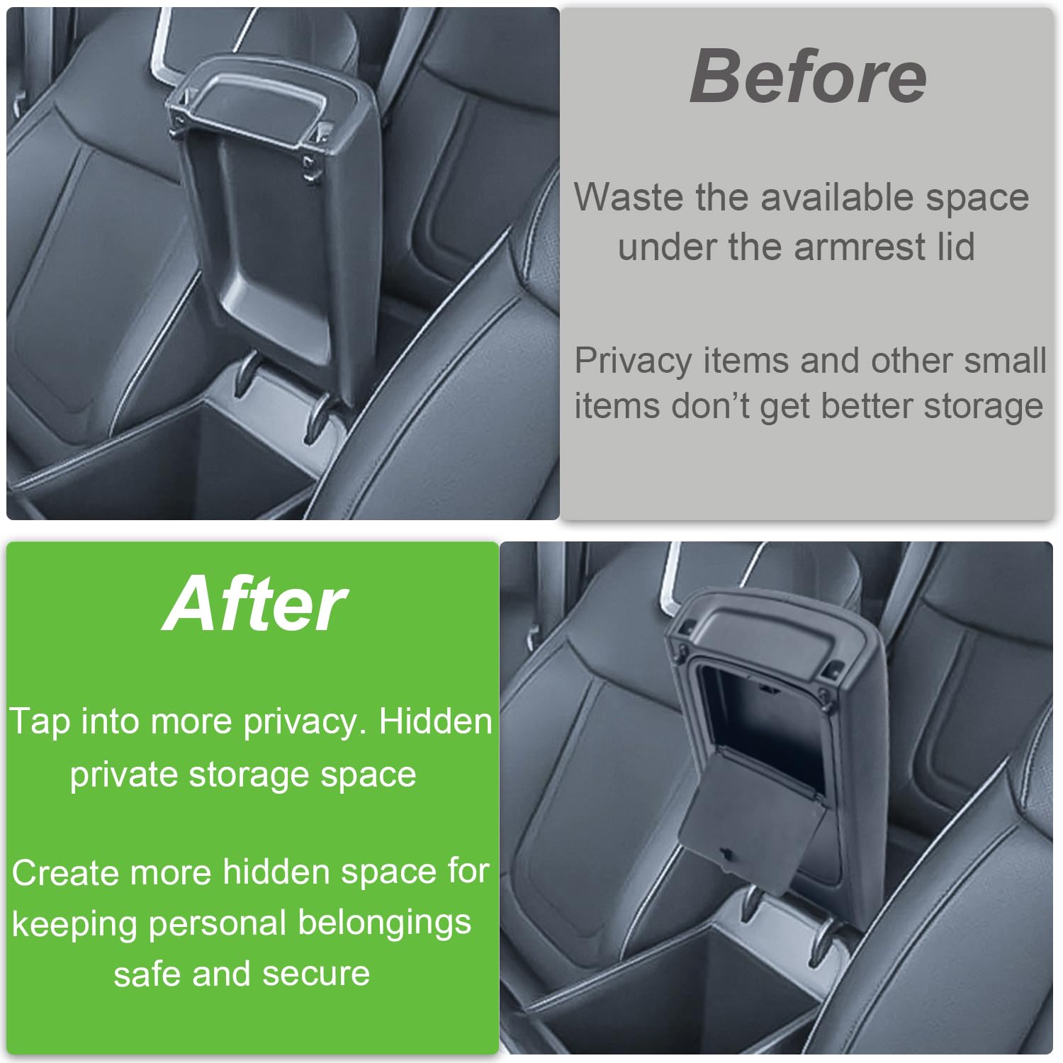 PIMCAR Center Console Hidden Organizer for Hyundai Santa Cruz 2022-2025, Armrest Storage Box with Secret Compartment, Press to Open/Close