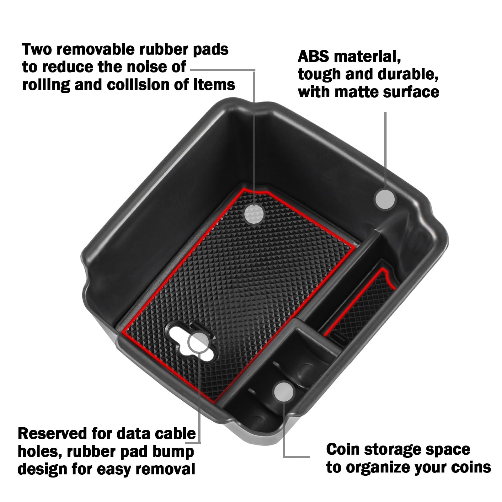 Tacorbo Center Console Organizer Compatible With 2022 2023 2024 Taos And 2018 2019 2020 2021 2022 2023 2024 Tiguan Accessories Armrest Secondary Storage Box, Interior Abs Insert Glove Box Tray,Red