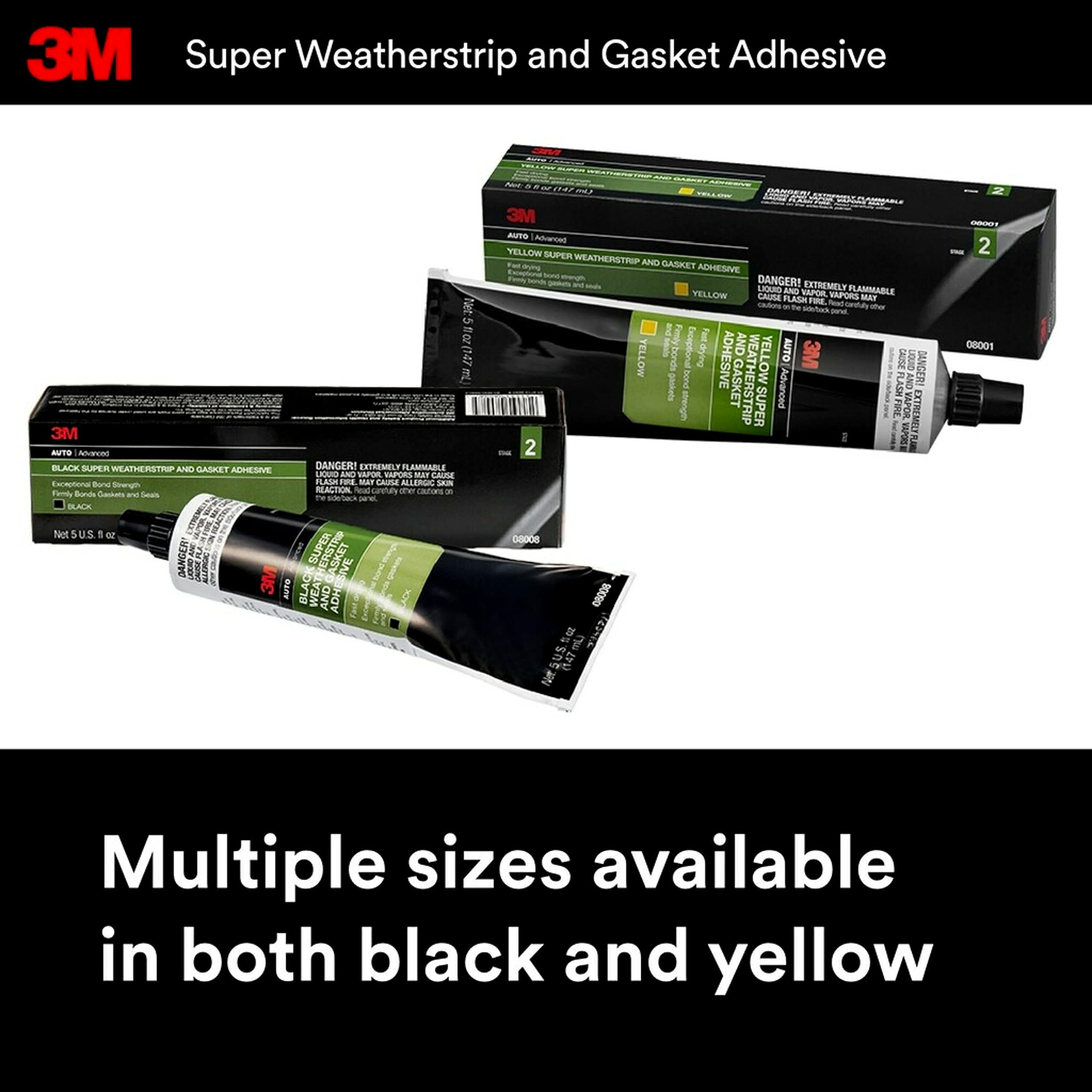 3M Super Weatherstrip And Gasket Adhesive, 08001, Yellow, 5 Fl Oz Tube, 1 Per Pack