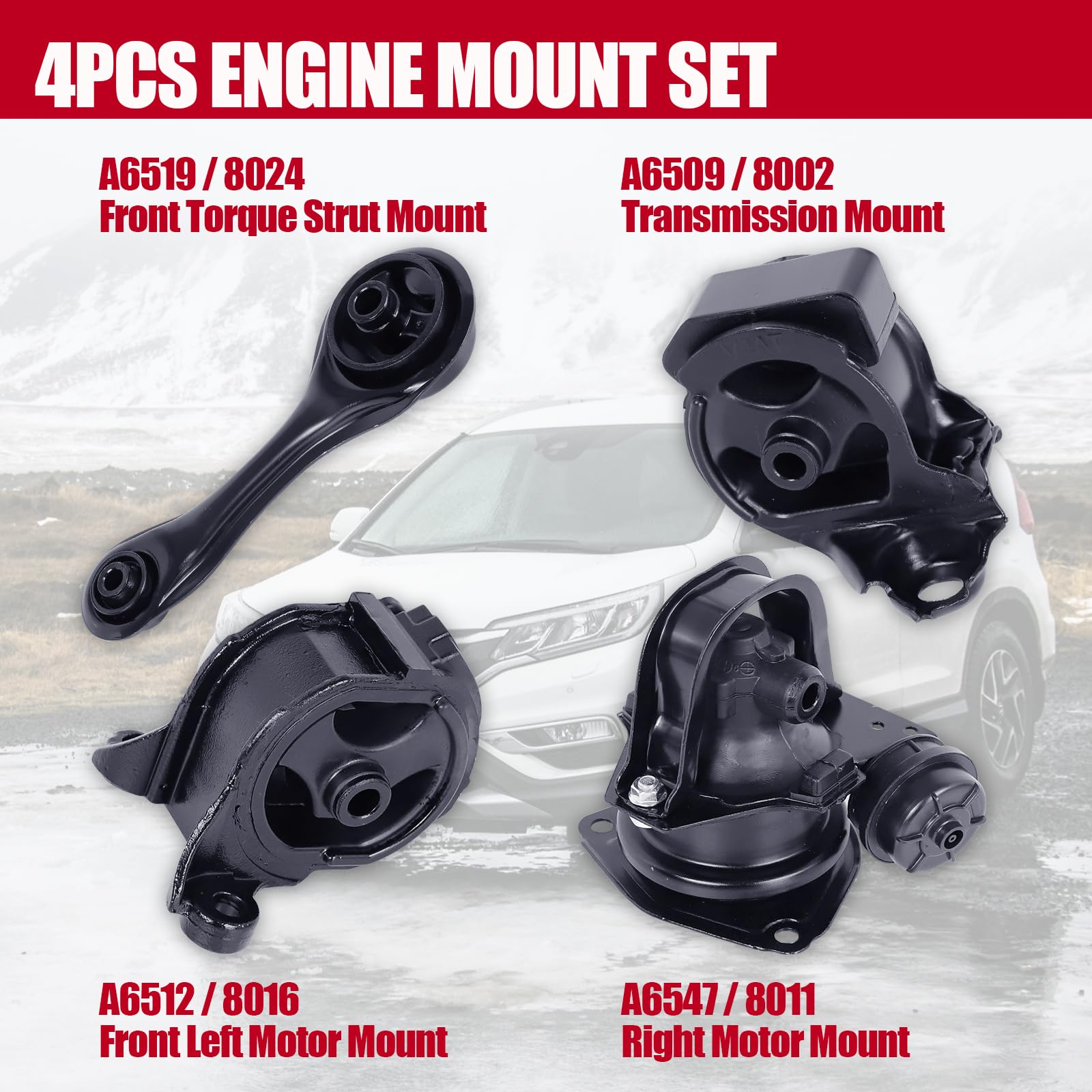 Engine Motor Mount Compatible With Fits 2002 2001 2000 1999 1998 Honda Accord 2.3 L4 Cylinder Auto At Automatic Transmission Tra