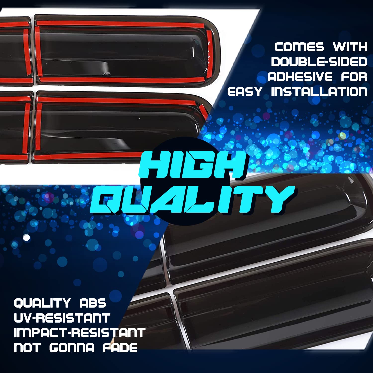 Camoo Smoked Tail Light Covers Rear Light Guards Trim Exterior Accessories For Dodge Challenger 2015-2023 (4Pcs)