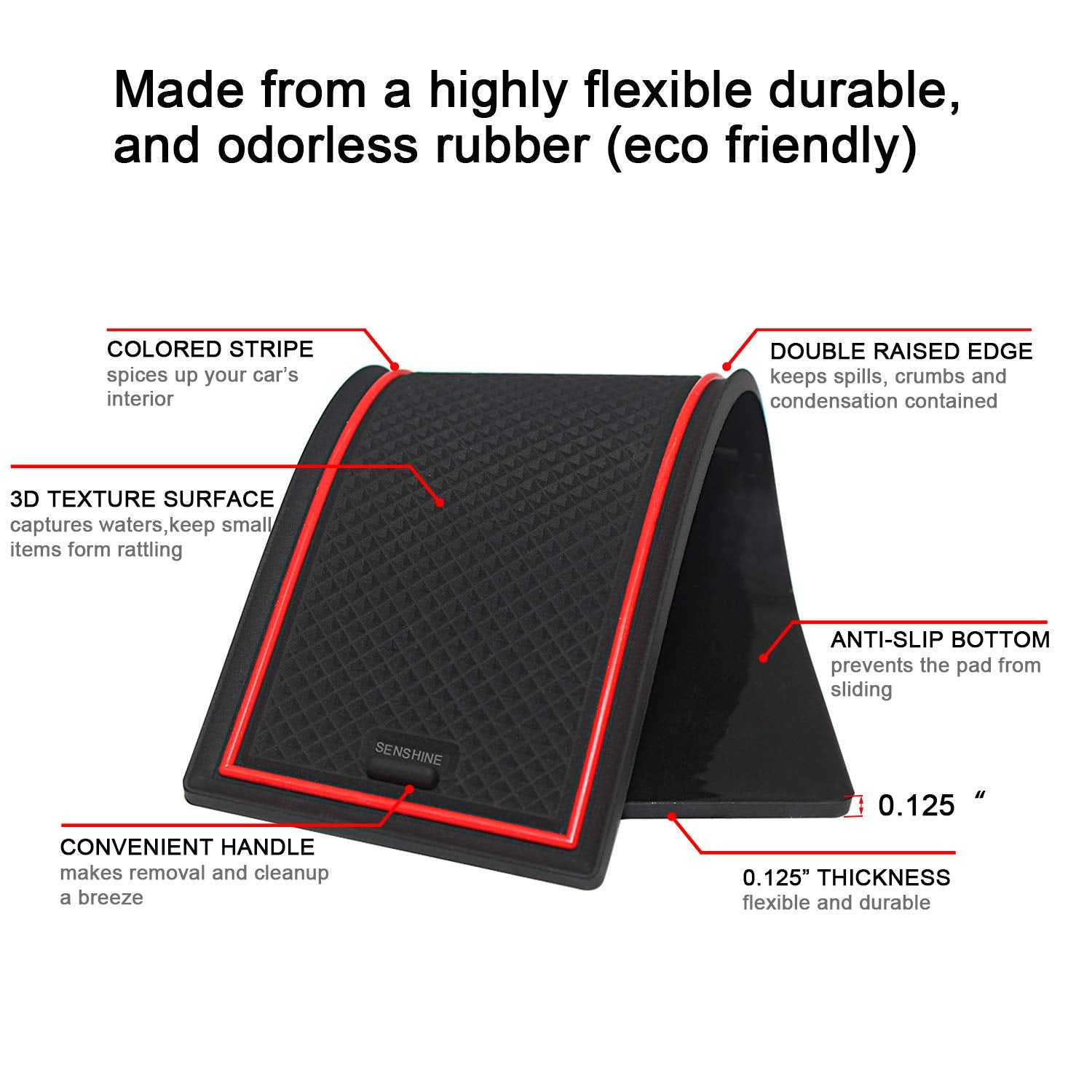 Senshine For Honda Cr-V Crv Accessories 2020 2021 2022 Cup Holder Insert Center Console Liner Trim Door Packet Mats Non-Slip Anti Dust Premium Custom Interior 20Pc Set (Red Trim)