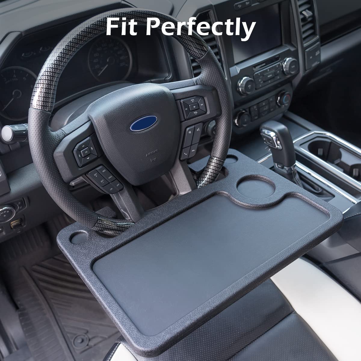 CarQiWireless Auto Car Steering Wheel Tray for Ford F150 F250 F350 2004-2024 - Laptop, Tablet, iPad Travel Table Accessory
