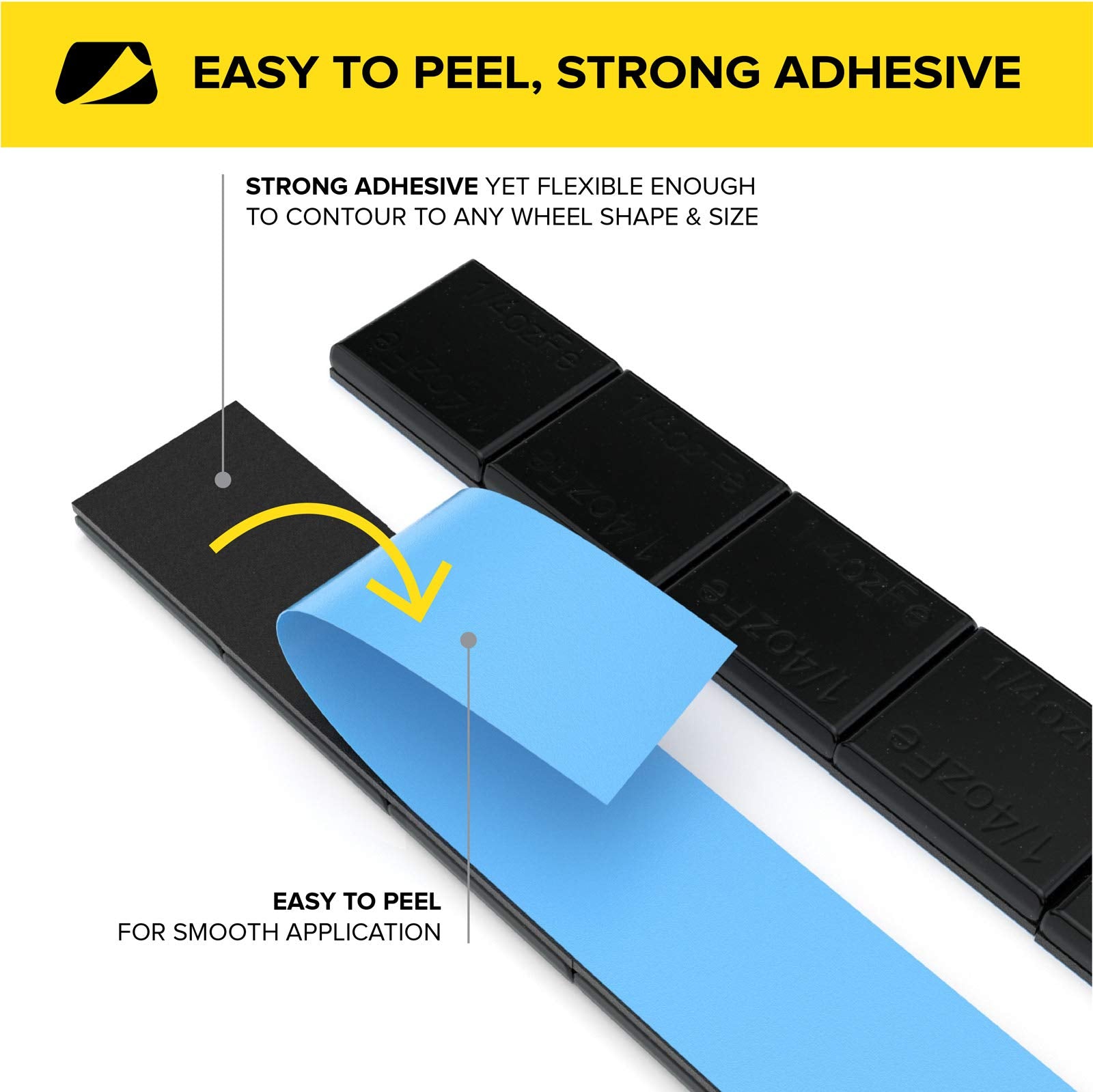 Stancemagic - 0.25Oz 1/4Oz - Black Adhesive Stick On Wheel Weights, Easy Peel, Low Profile, Zinc Plated Steel Balancing Weights For Cars Bikes Atv Utv, 0.75 Lb Box (12Oz), Contains 48 Pieces