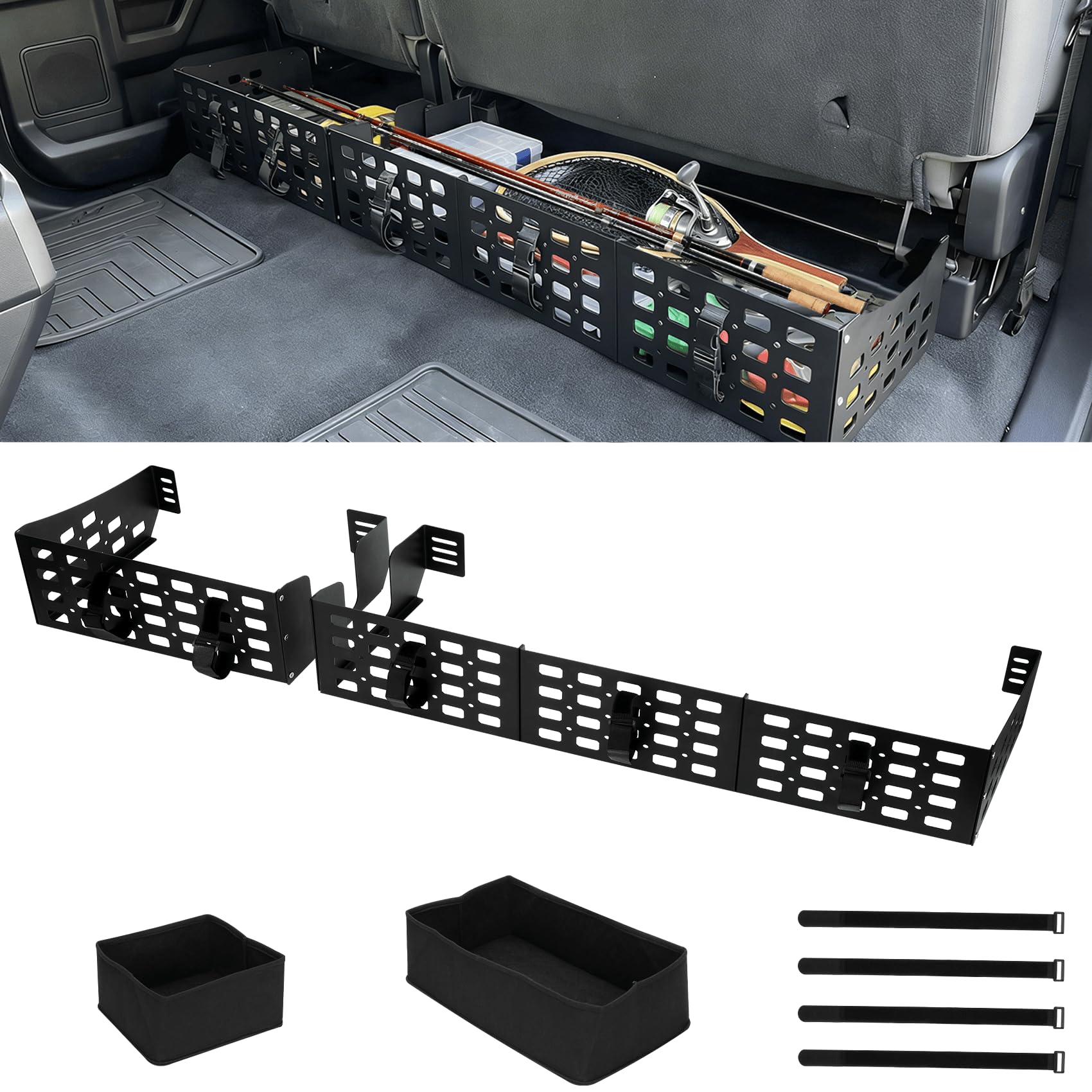 Mariocsa Under Seat Storage with MOLLE Panel Compatible with 2015-2025 Ford F150 SuperCrew & Crew Cab, 2017-2025 Ford F250 F350 