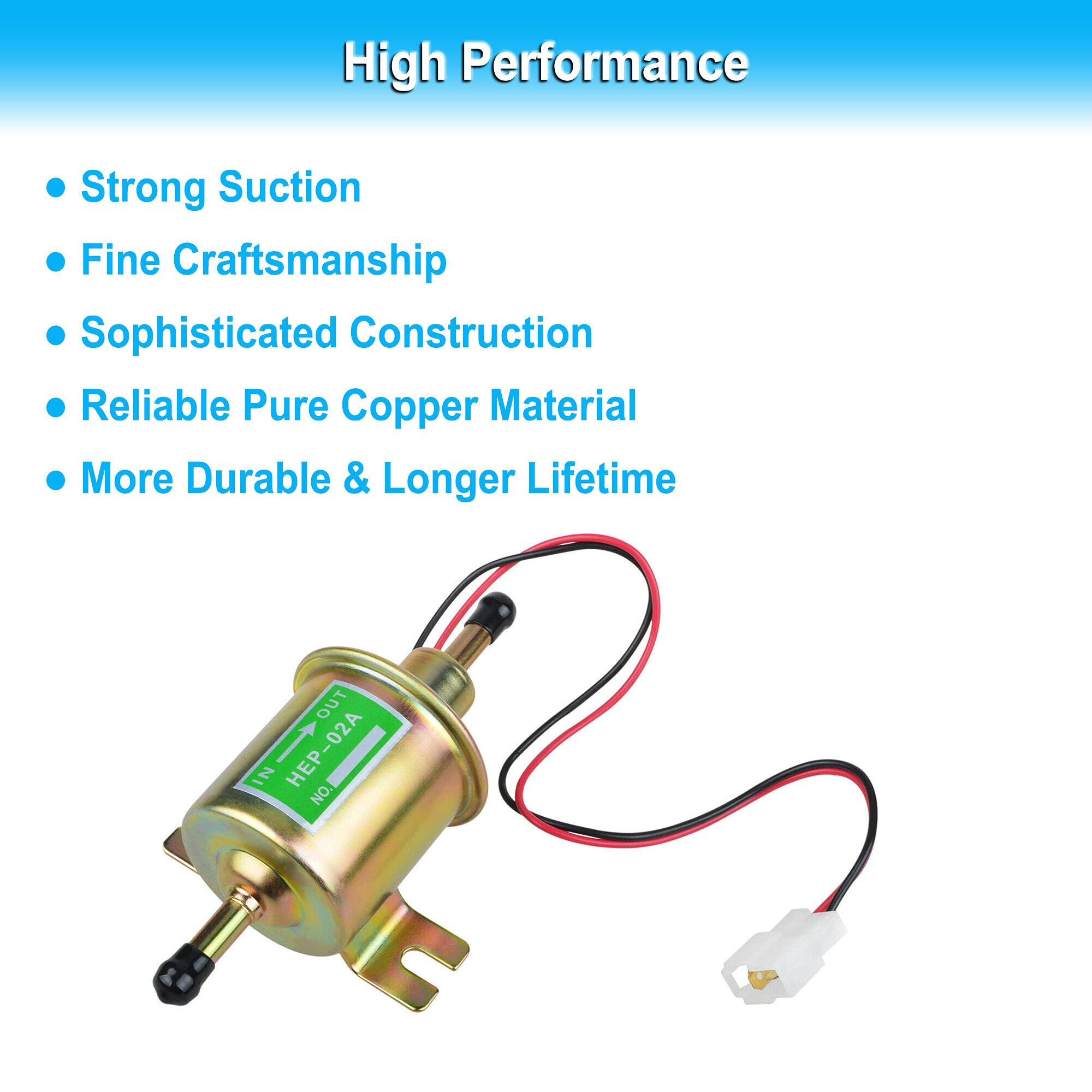 Electric Inline Fuel Pump 12V Universal Transfer Low Pressure Gas Diesel Gasoline Fuel Pump For Carburetor Lawnmower 4-7 Psi