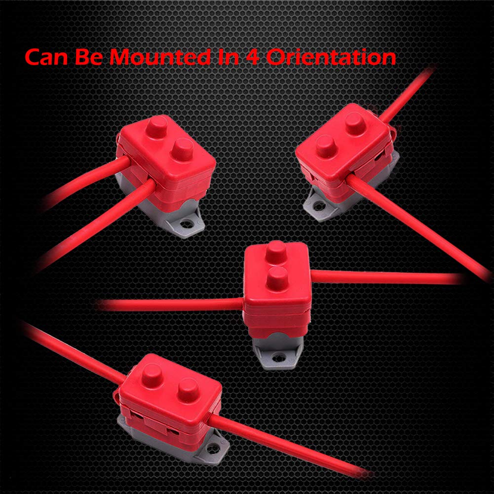 Ampper Dc 12V - 24V Automatic Reset Circuit Breaker With Cover Stud Bolt For Automotive And More (20A, 4Pcs)