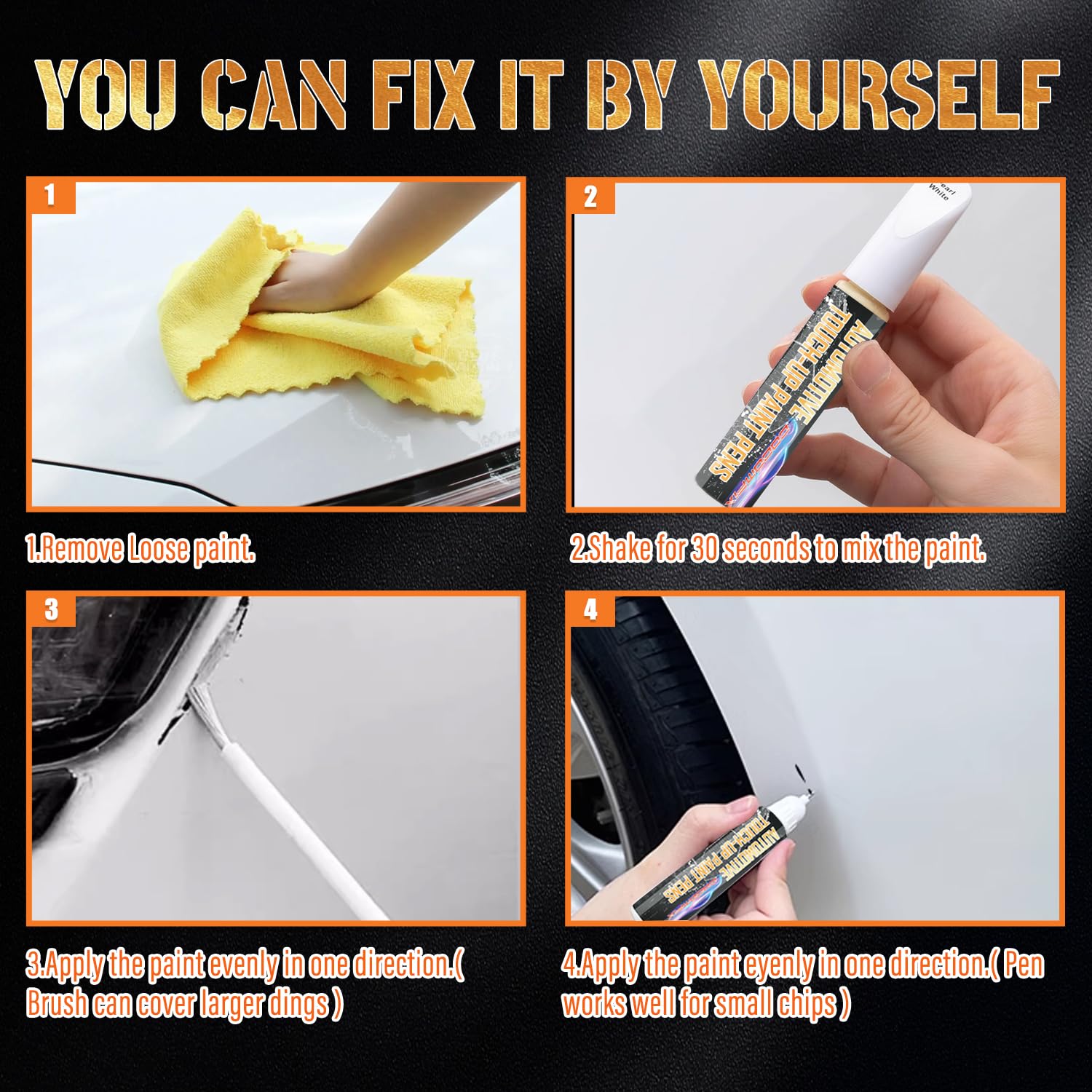 Touch Up Paint for Cars(Pearl Black), Automotive Car Touch Up Paint Pen, Two-In-One Car Paint Scratch Repair, Car Scratch Remove