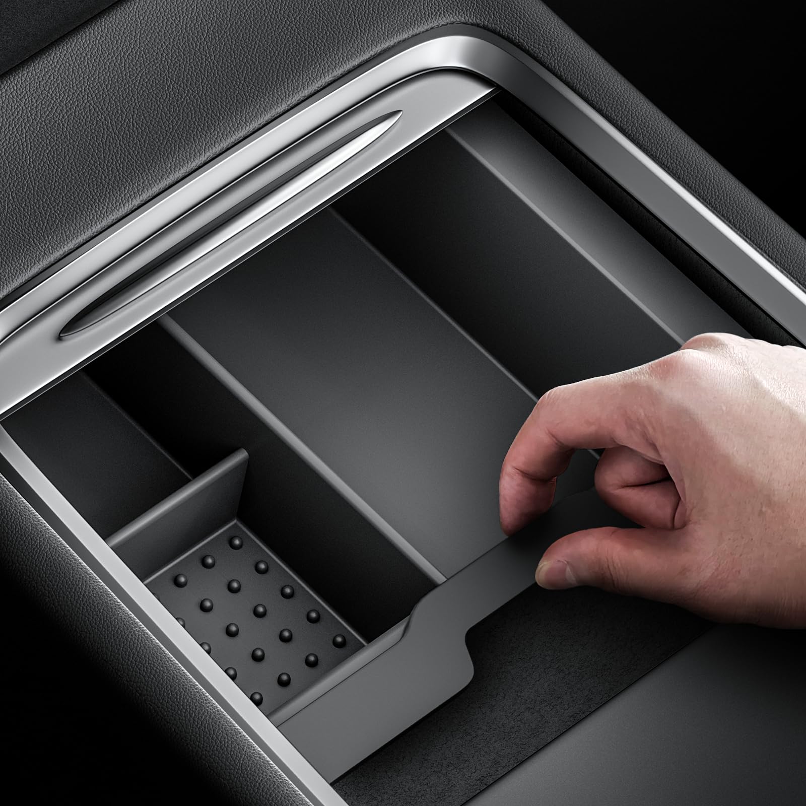 Reevaa 2025 Upgraded Tesla Model Y Center Console Organizer Tray Accessories [Bumpy Road Friendly] For Tesla Model Y 2025-2020 [Not Fit For Model Y-Juniper], Silicone Edition, 1Pcs