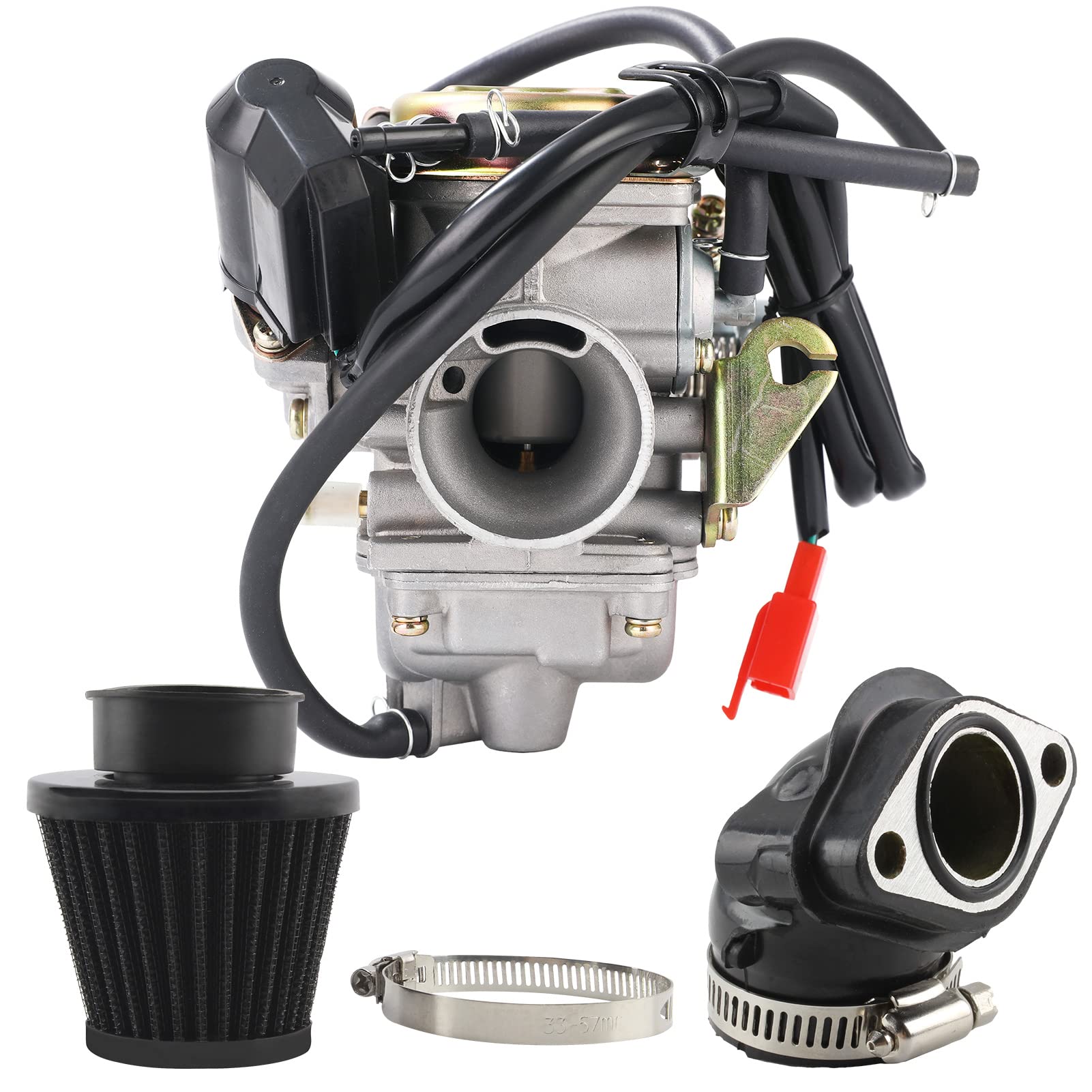 Powermotor Gy6 150 Cc Carburetor Pd24J Carb For 4-Stroke Gy6 125Cc 150Cc Atv Go Karts Scooter Mopeds 152Qmj 157Qm With 24Mm Mani