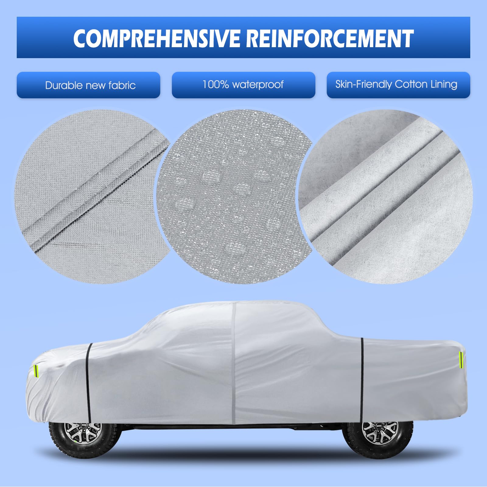 Truck Cover Waterproof All Weather, 6 Layers Pickup Cover Fit For Ford F150, Chevrolet Silverado, Gmc Sierra, Ram 1500, Tundra (