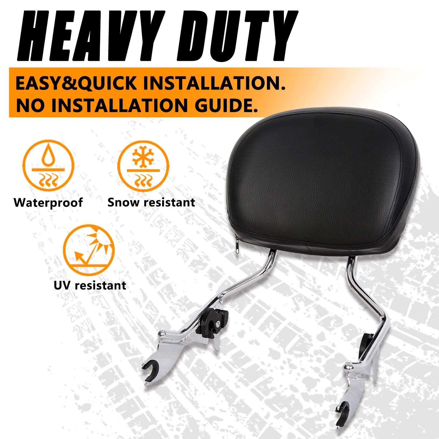 Chrome Detachable Backrest Sissy Bar With Pad Compatible with 2009-2023 Harley Touring Road King Electra Glide CVO Street Glide