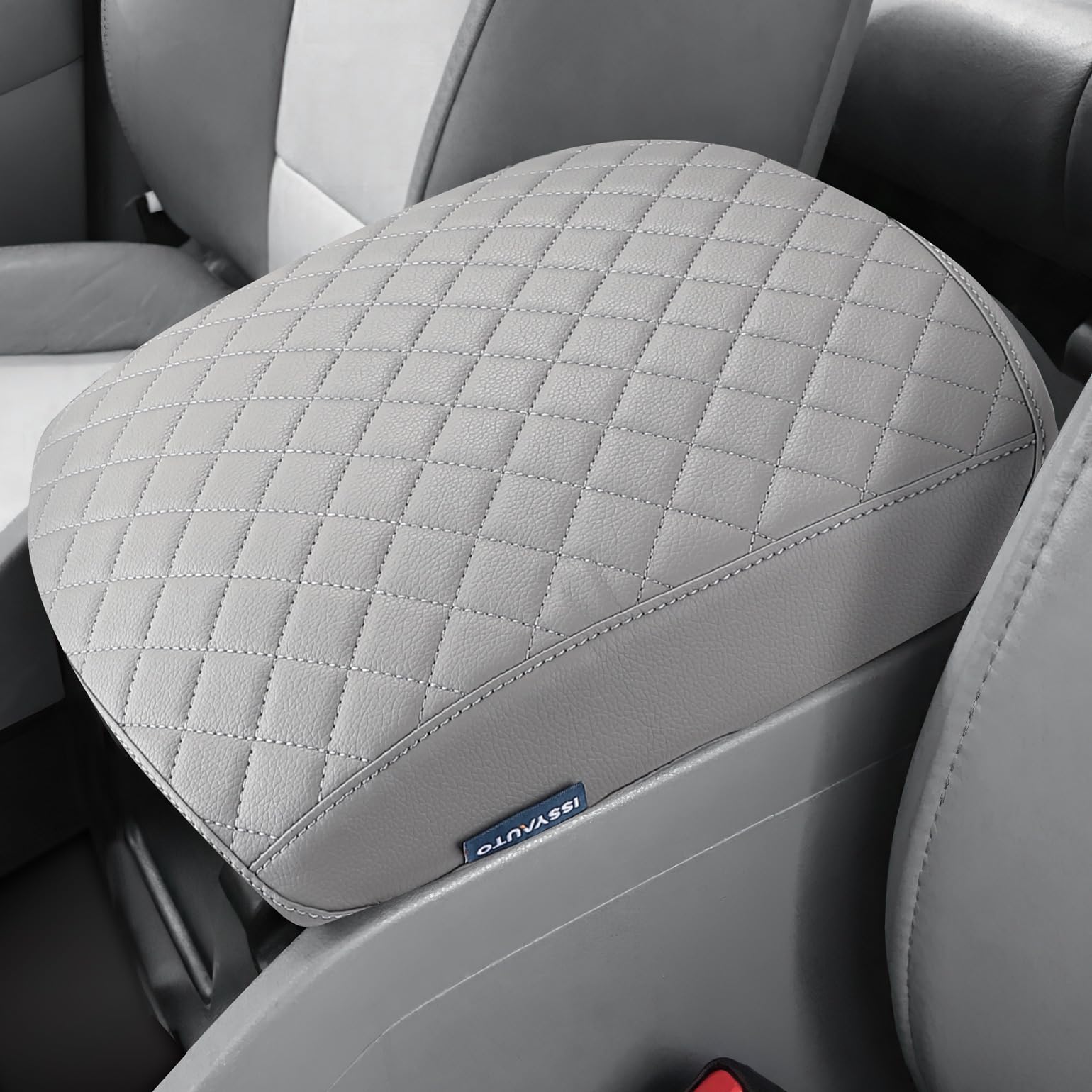 ISSYAUTO Center Console Cover Compatible with 2009-2015 Pilot, Leather Armrest lid Cover Arm Rest Covering for Car, Well-Make Du