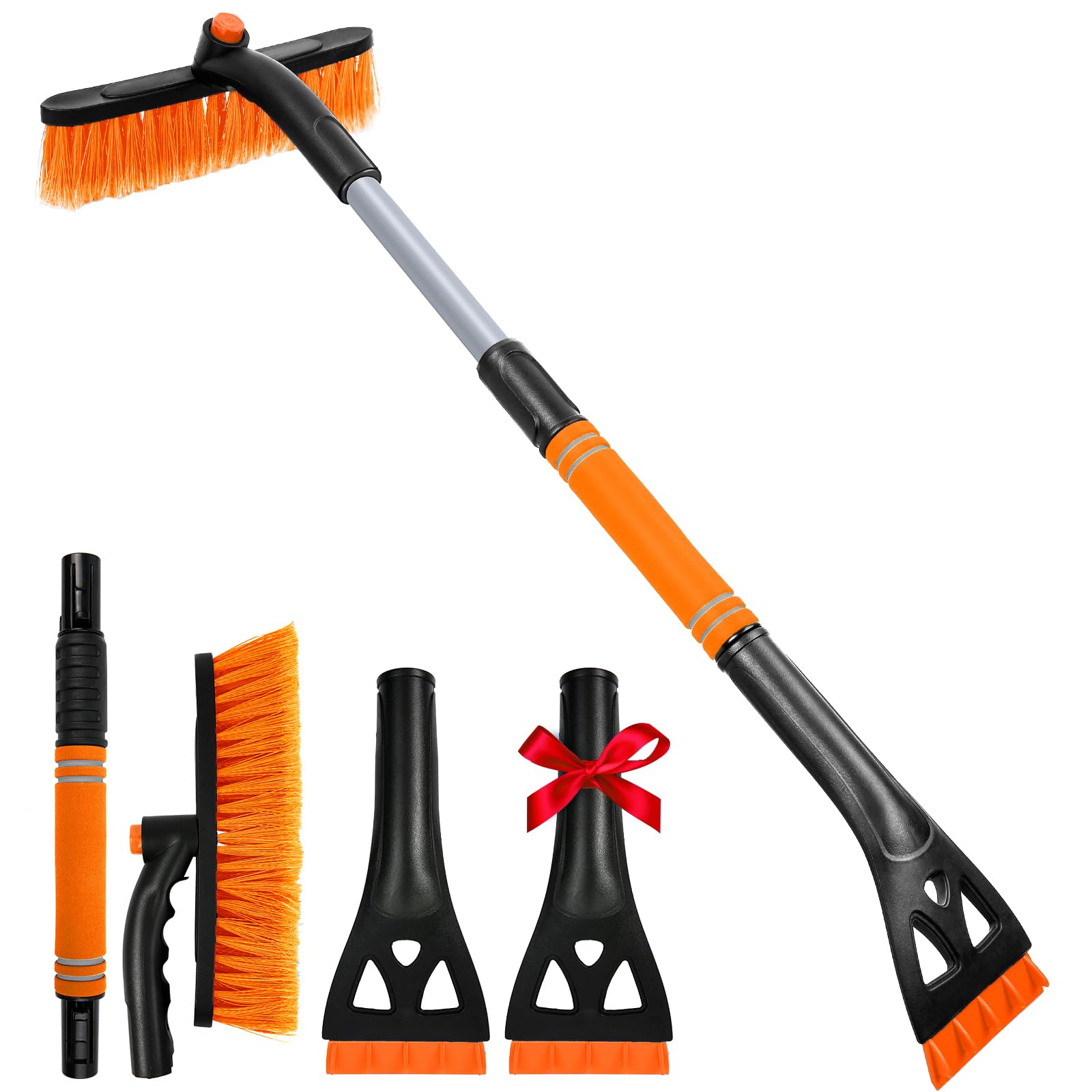 34'' Extendable Ice Scrapers For Car Windshield 2-In-1 Snow Brush For Car Snow Scraper For Car Snow Scraper And Drush With Ergon