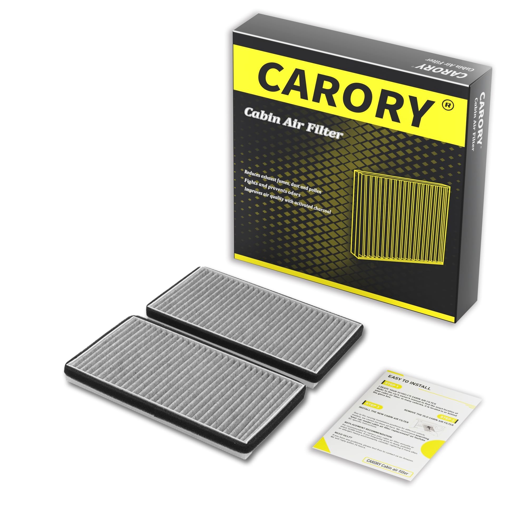 CARORY Cabin Air Filter w/Activated Carbon for Chevy, GMC, Cadillac Select Models - Silverado 1500/2500, Suburban, Avalanche 150
