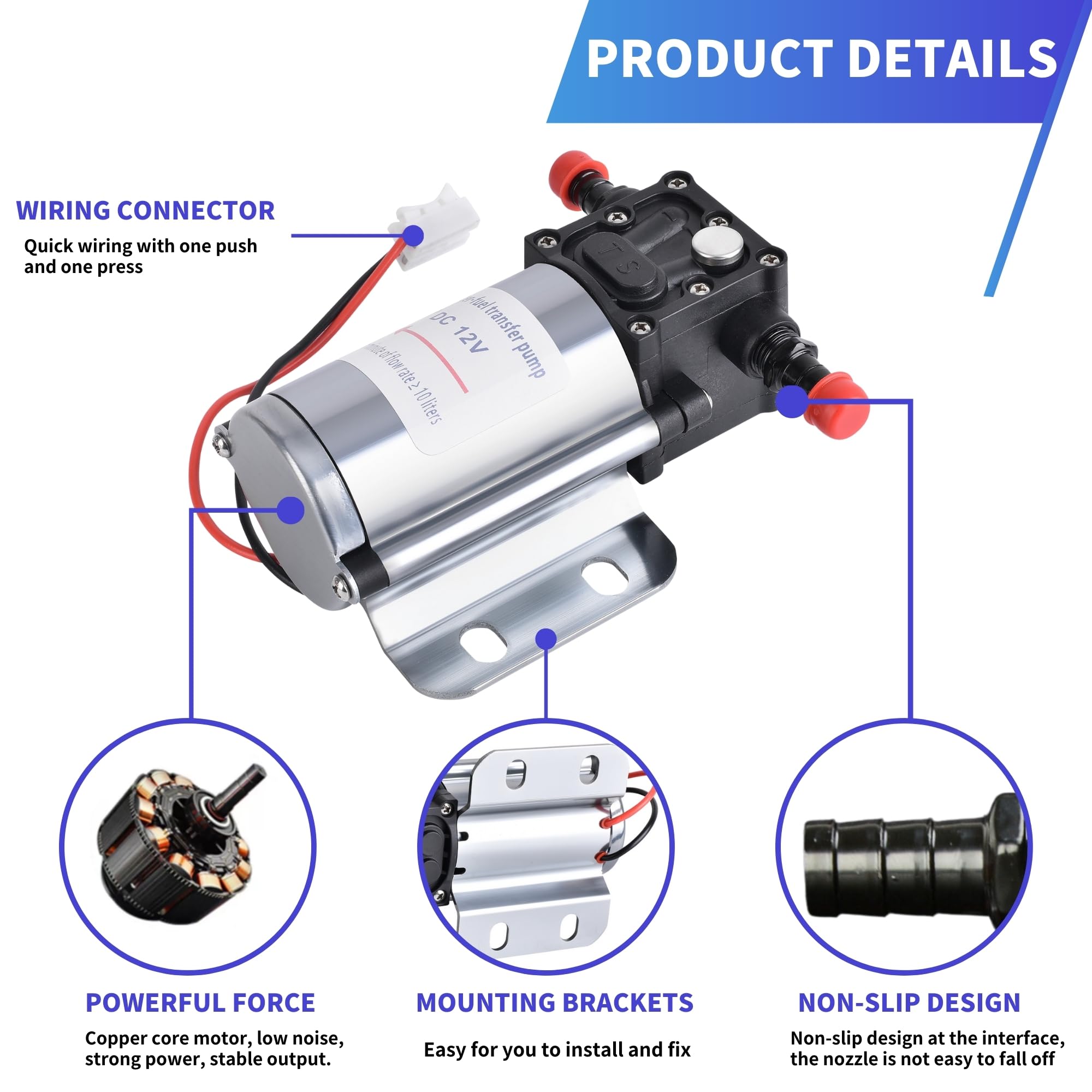 Fuel Transfer Pump Kits, 12 Volt Electric Fuel Transfer Pumps, High Efficiency Self-Priming Pumps For Pumping Gasoline, Diesel, Kerosene, Water And Liquids