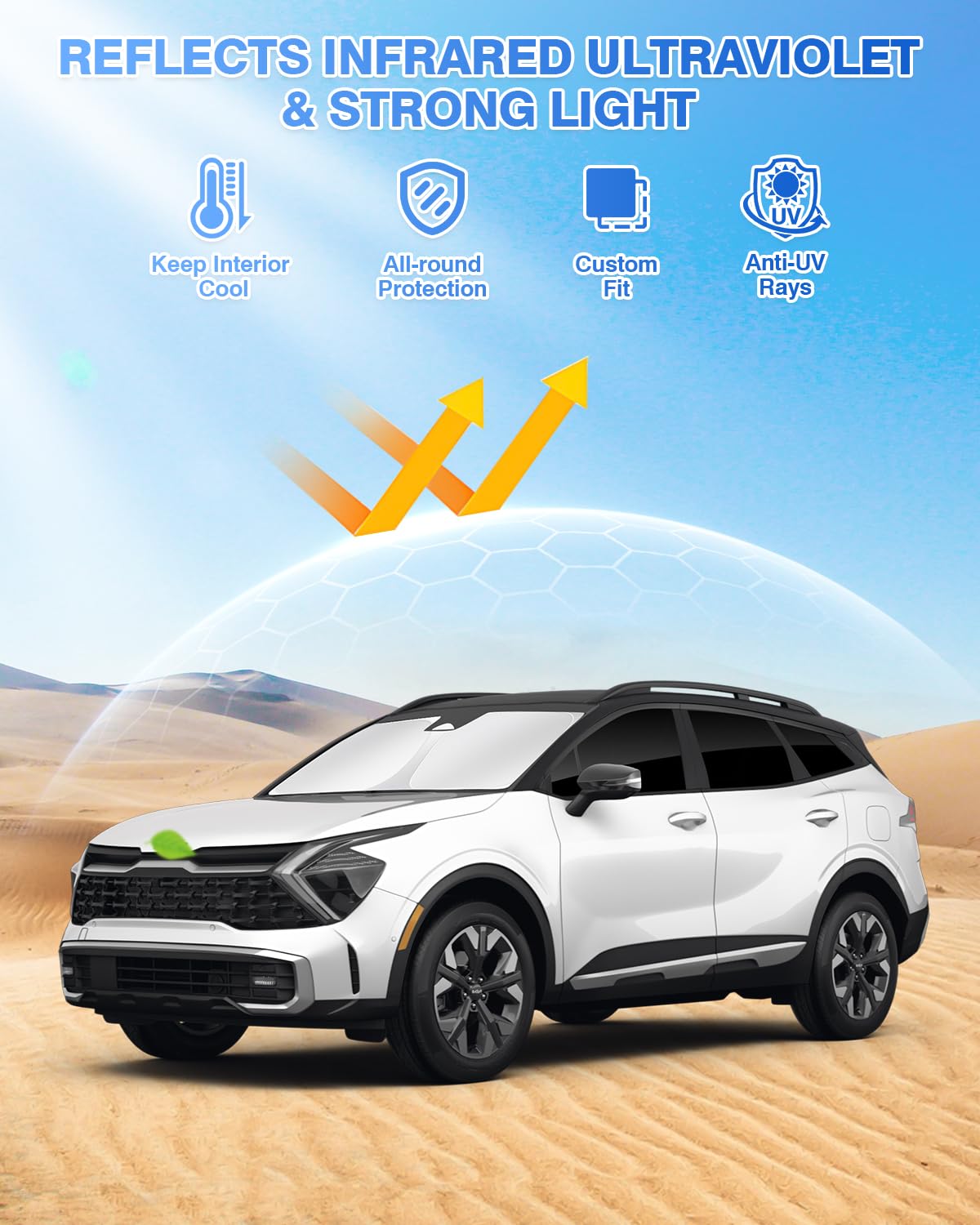 Canvcle Sunshades For 2023-2025 Kia Sportage Accessories Windshield Sun Shade Side Rear Window Shade Cover Sun Visor Shield Priv