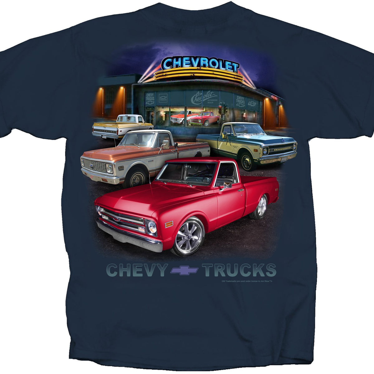 Joe Blow Gm Chevy Truck Dealer Scene 67-72 Adult T-Shirt, X-Large, Blue Dusk WBCARB01B0WUHDG