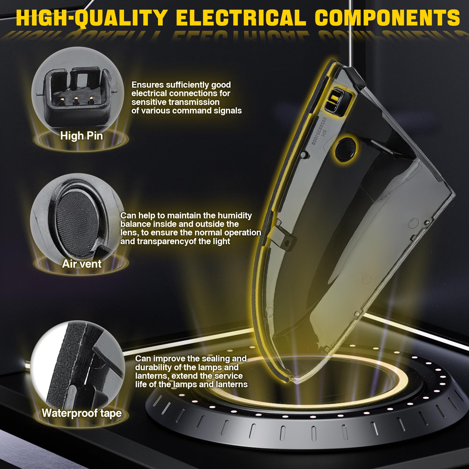 Weileite Led Side Mirror Light Turn Signal Bulb Puddle Lamp Lens Cover Fit Dodge Ram 1500 2009-2011 2012 2013 2014 2015 2016 201