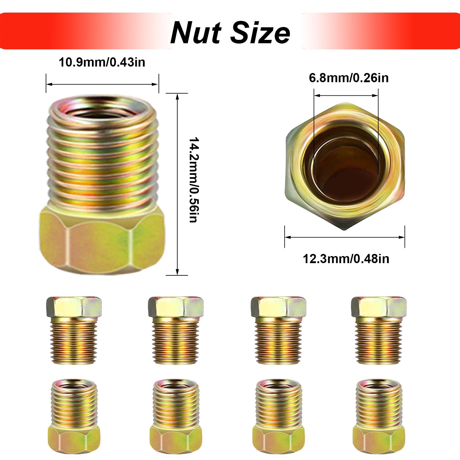 Tnisesm 35 Pcs Threads Brake Line Fittings Assortment Kits For 3/16''(19 Fittings) And 1/4'' (16 Fittings) Inverted Flares Brake