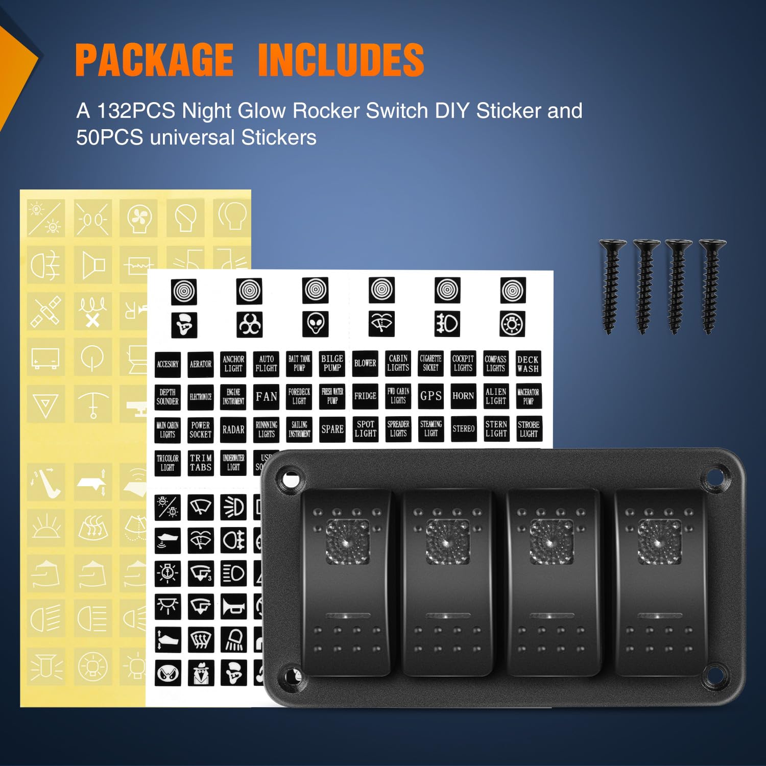 Nilight 4 Gang Rocker Switch Panel With Purple Led Light 5 Pin On Off Pre-Wired Rocker Switch Aluminum Panel Toggle Switch Panel