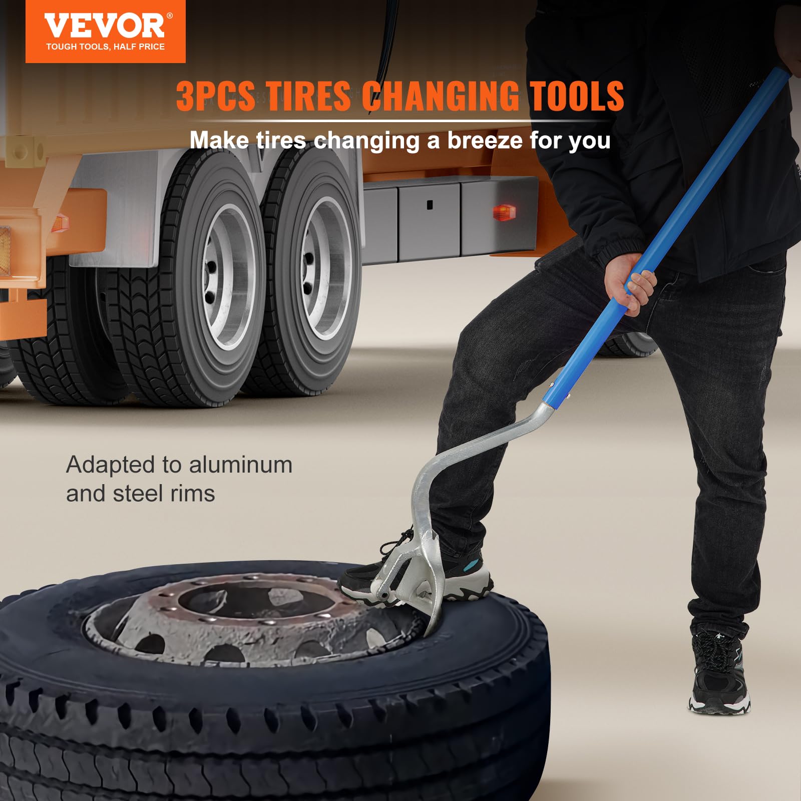 Vevor Mophorn Tire Mount Demount Tool 22.5'' To 24.5'' Tire Changer Steel Bead Breaker Extra Bead Keeper Tubeless Truck Manual T