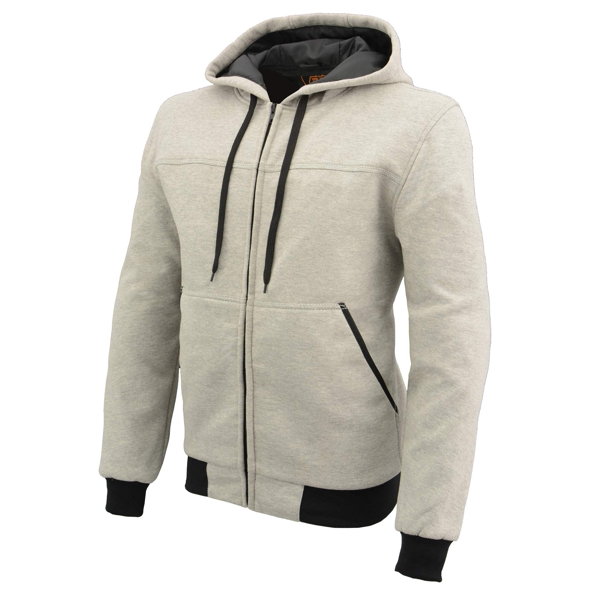 Milwaukee Leather Mpm1788 Men'S Silver Ce Approved Armored Riding Hoodie Sweater With Aramid By Dupont Fibers - 5X-Large