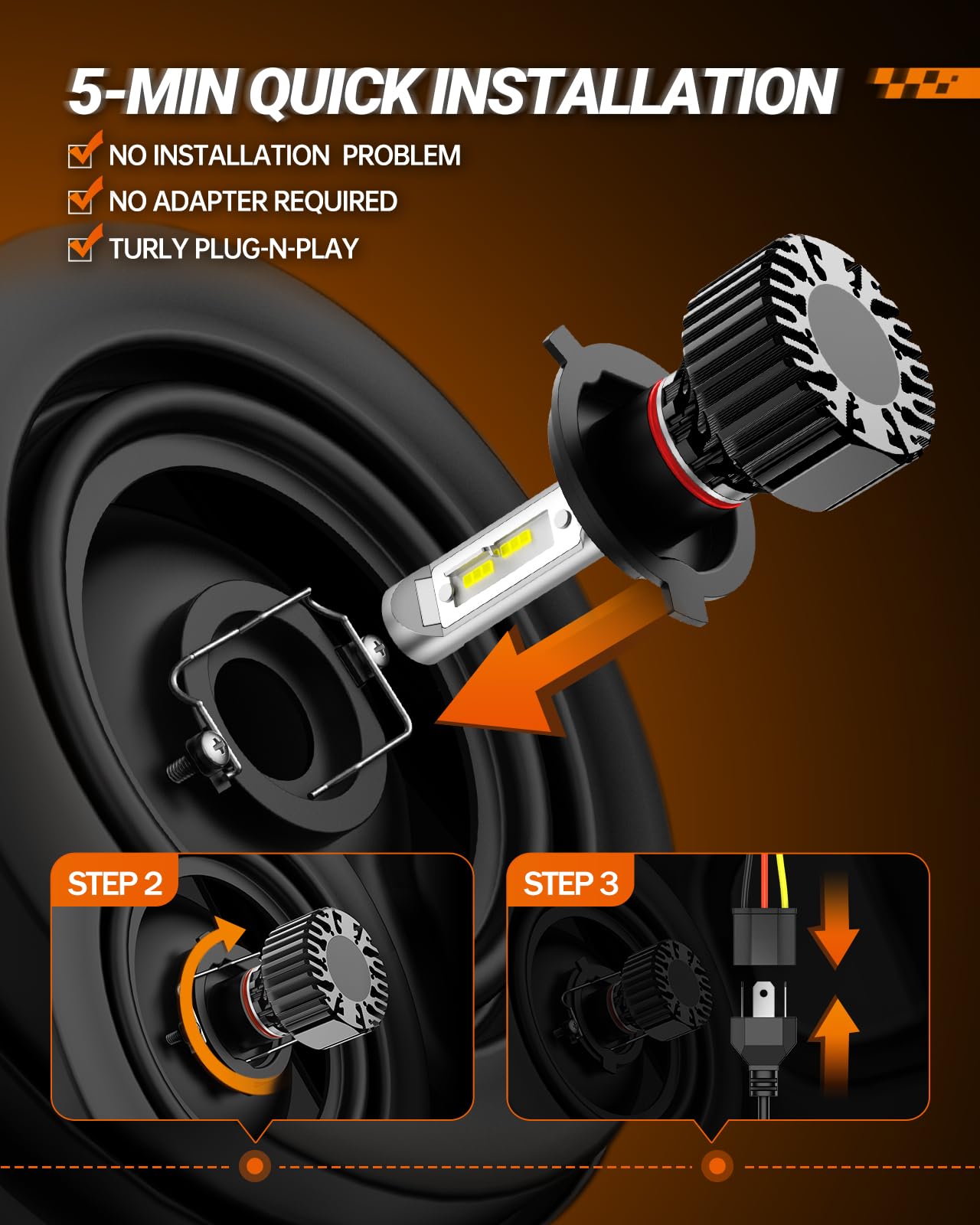 Sealight M1H4/9003 Bulbs For Motorcycle, H4 Driving Light Super Brighter Powersport 9003 Motorcycle Bulbs, Or Fog Bulbs, Plug An